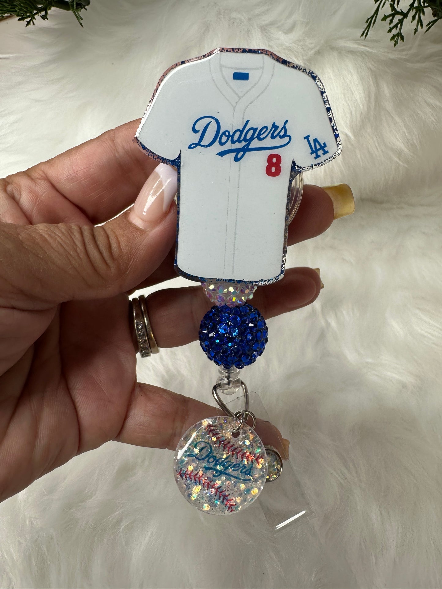 LA Blue Baseball Jersey Badge Reel