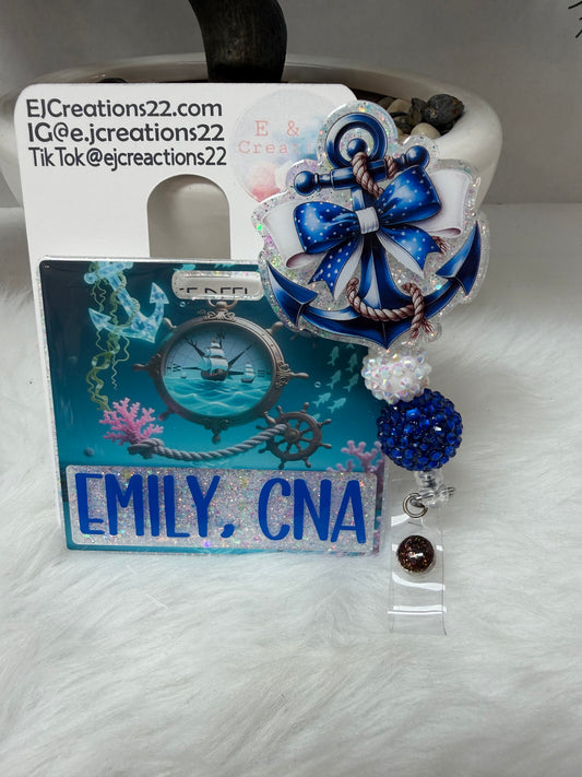 Blue Anchor Nautical Biw Badge Buddy Set