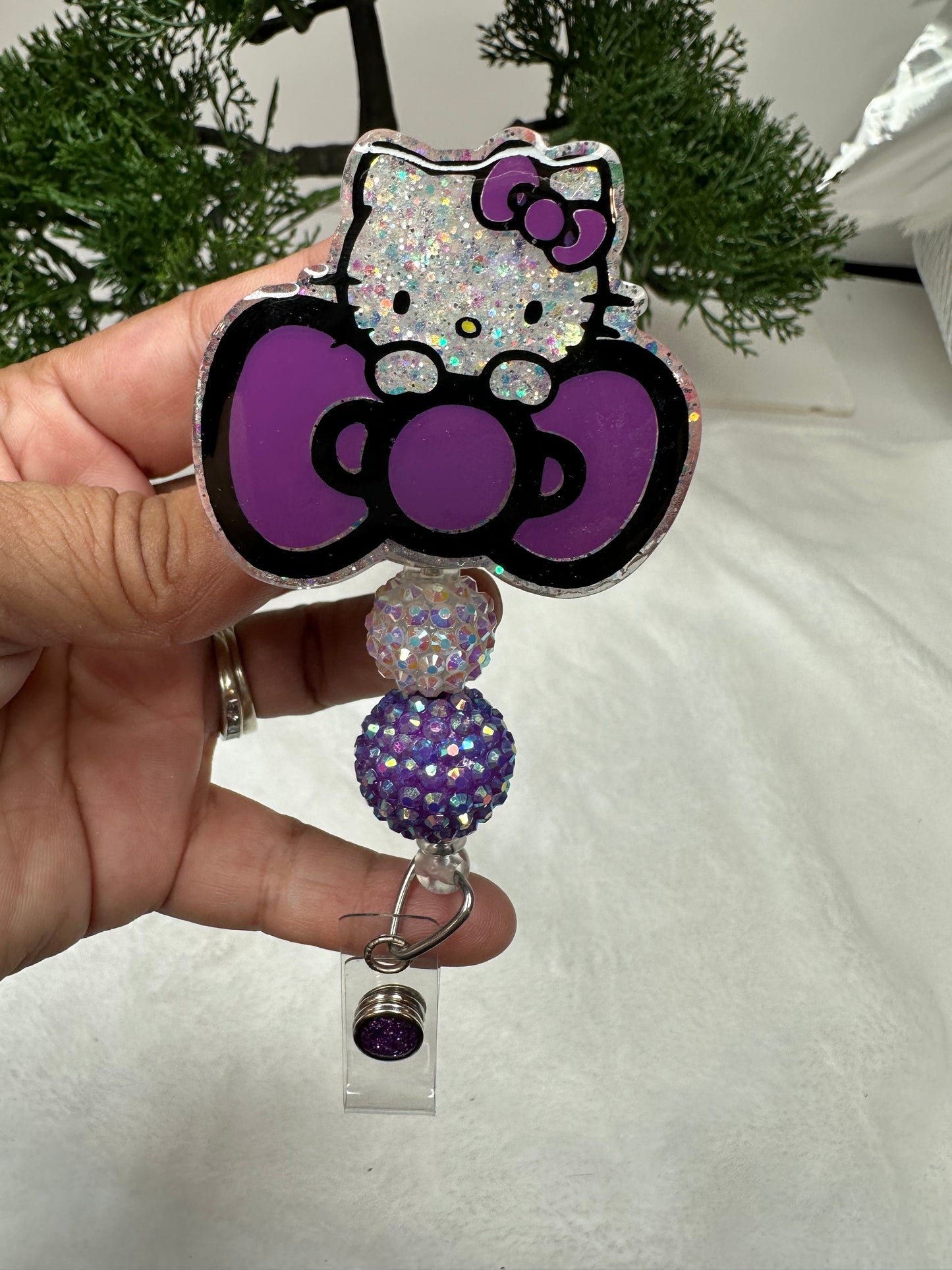 Big Bow Kitty Badge Reel