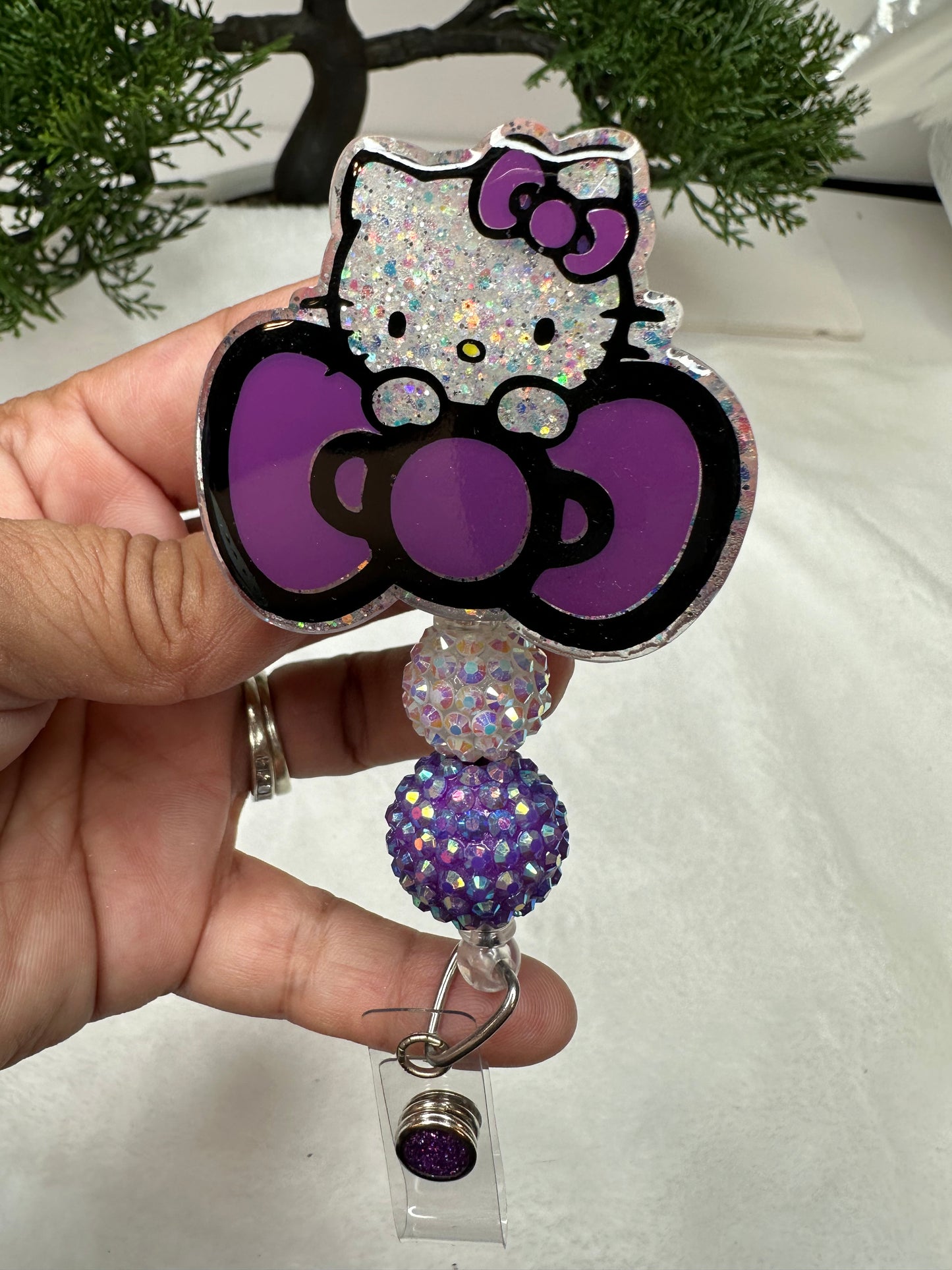 Big Bow Kitty Badge Reel