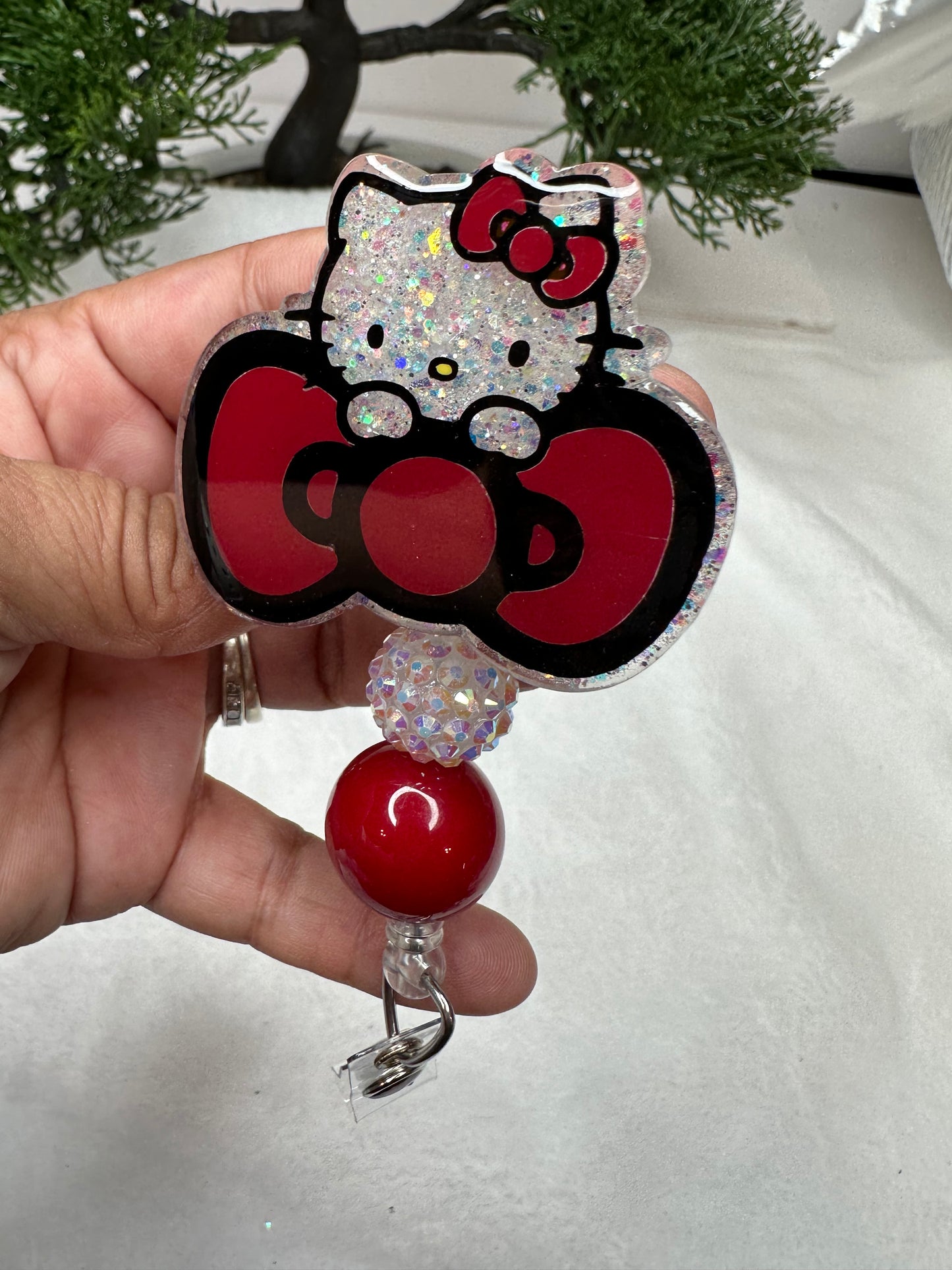 Big Bow Kitty Badge Reel