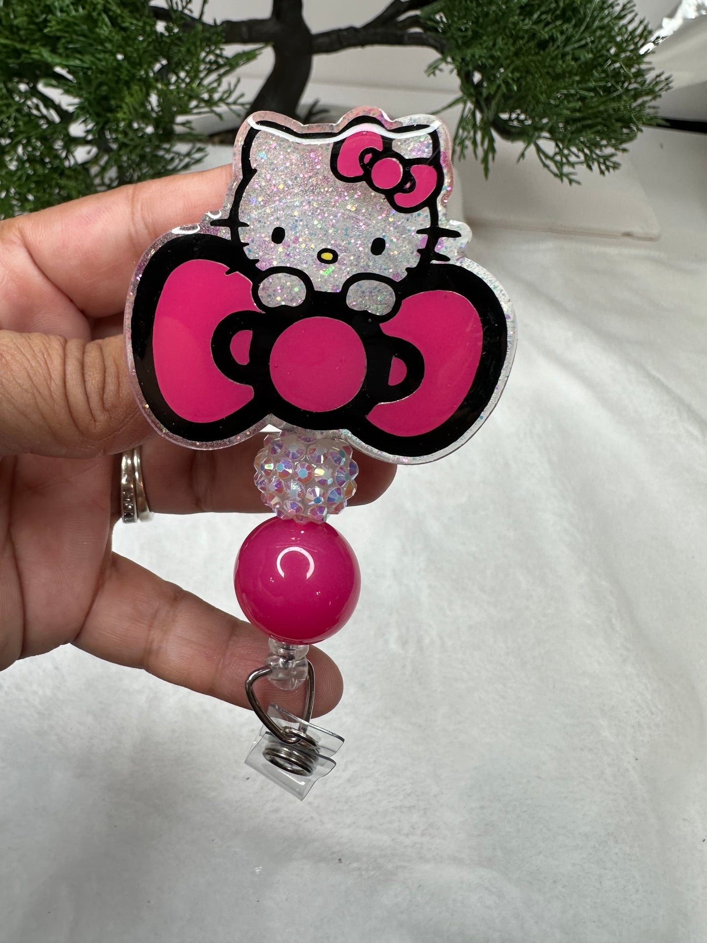 Big Bow Kitty Badge Reel