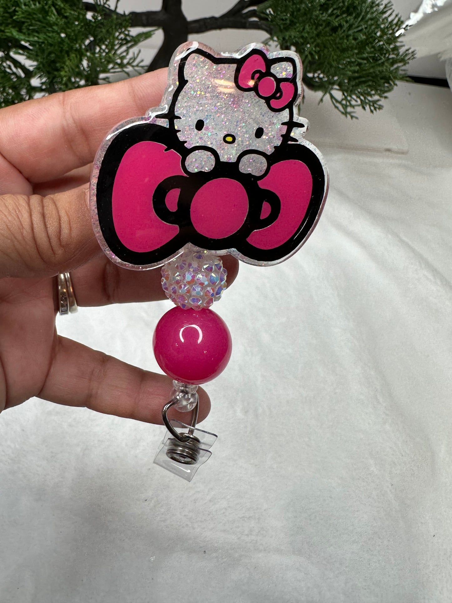 Big Bow Kitty Badge Reel