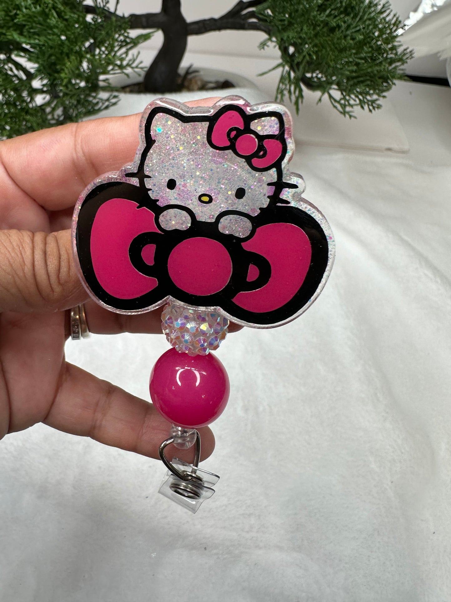 Big Bow Kitty Badge Reel