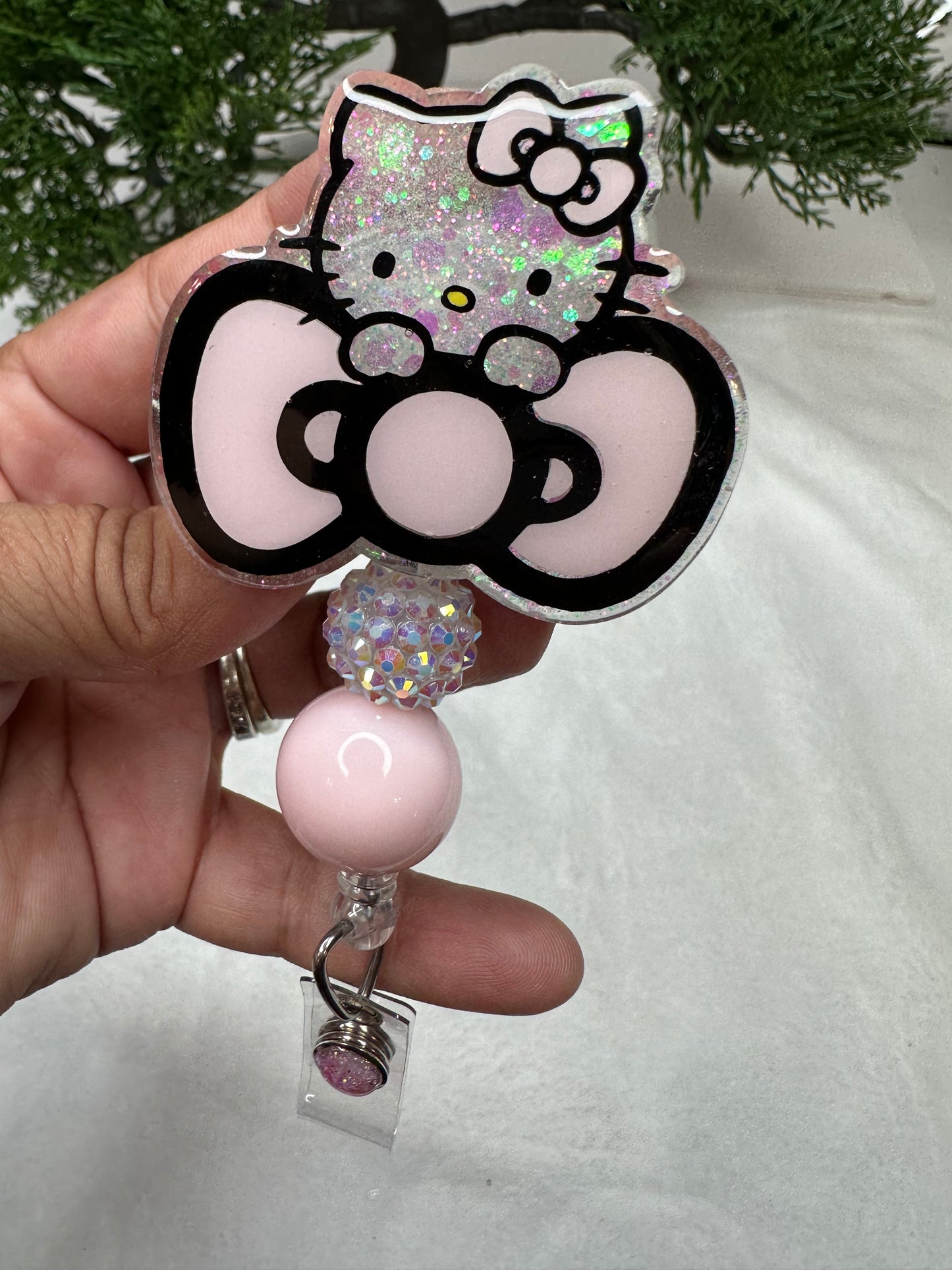 Big Bow Kitty Badge Reel