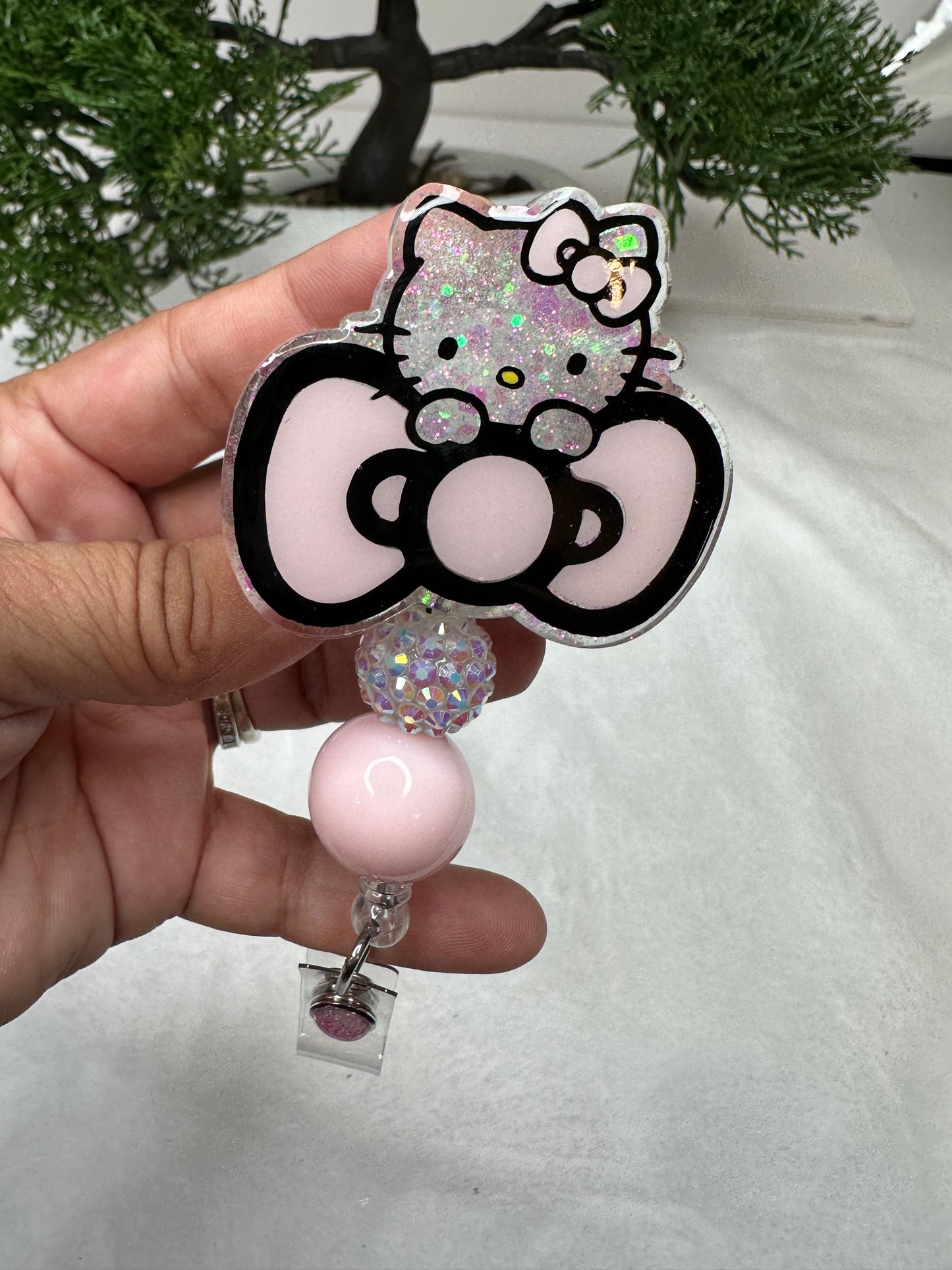 Big Bow Kitty Badge Reel