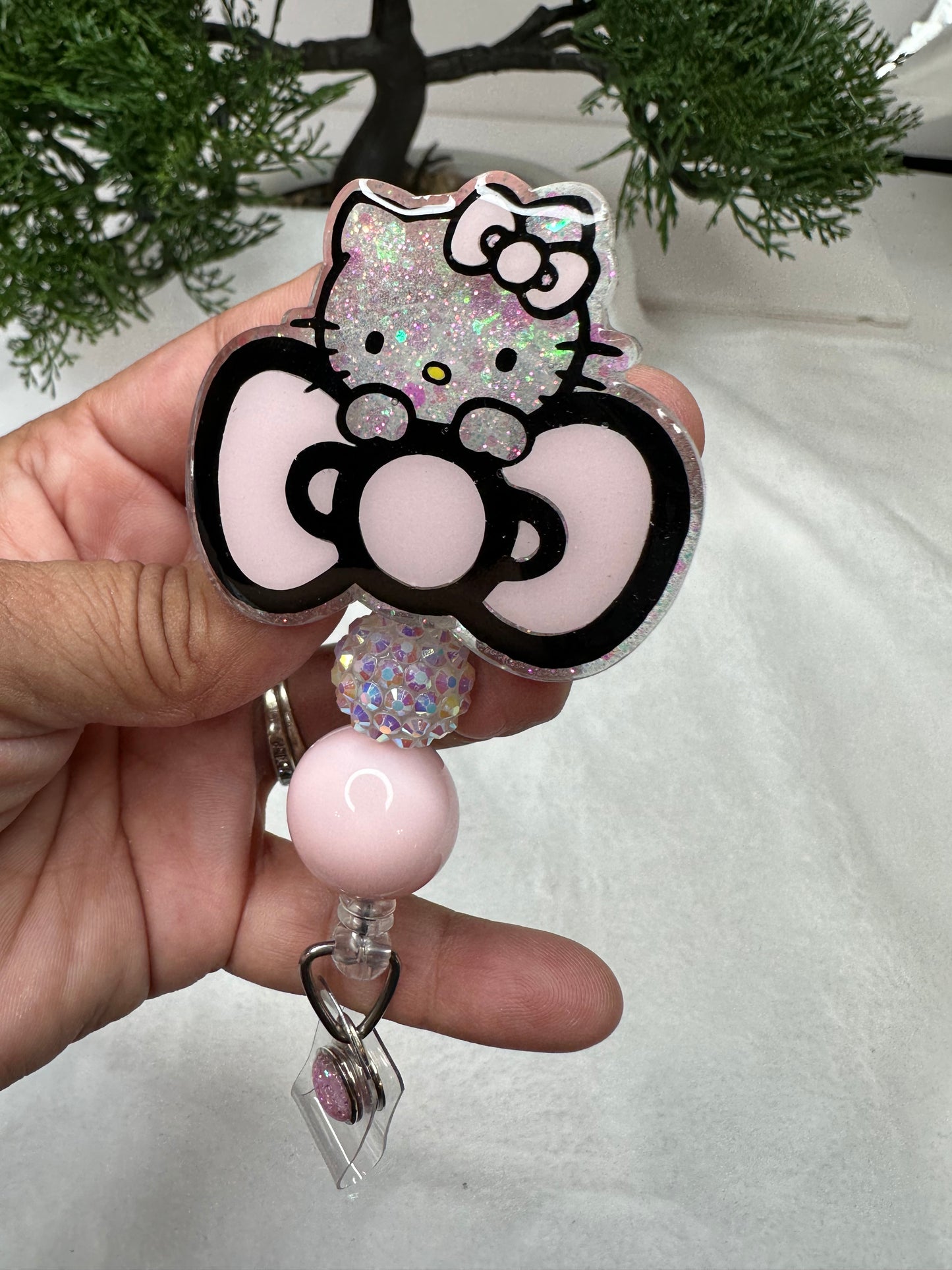 Big Bow Kitty Badge Reel