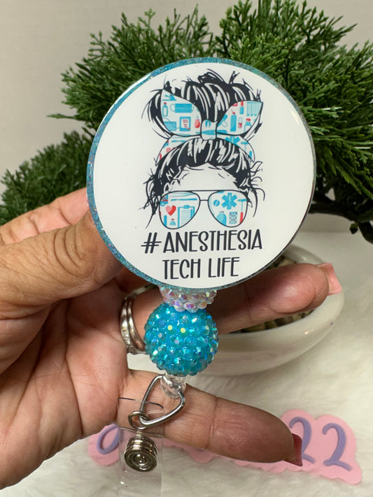 Anesthesiologist Messy Bun Badge Reel