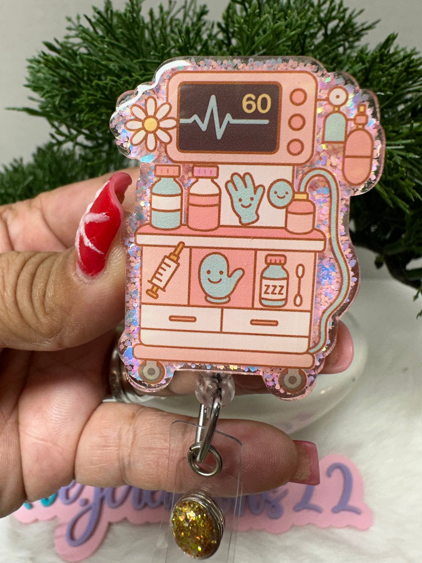 Kawaii Anesthesia Medical Machine Badge Reel