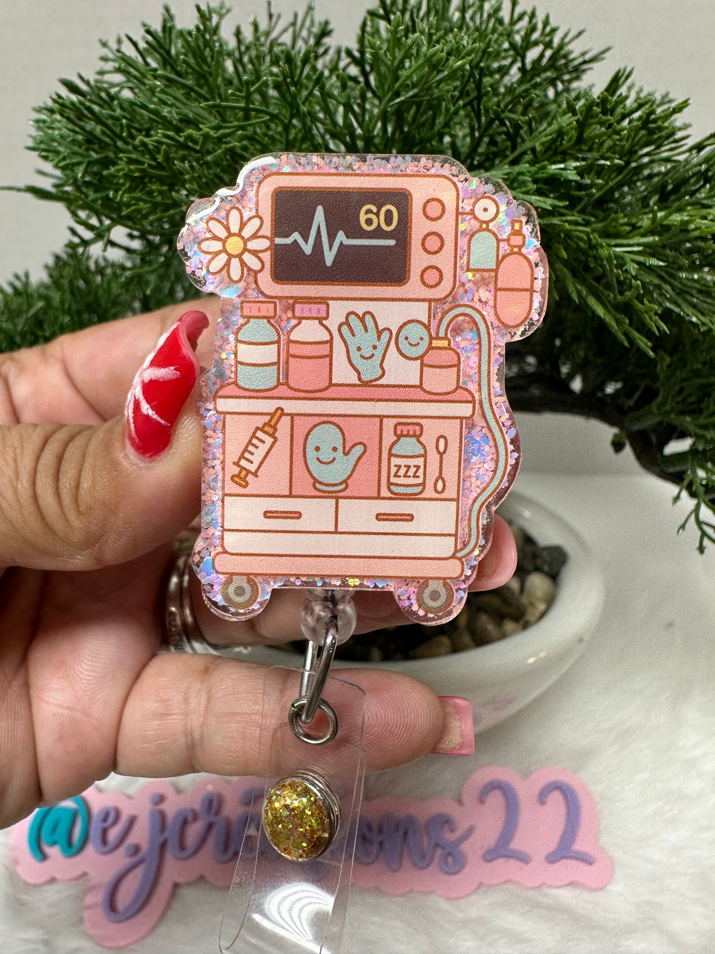 Kawaii Anesthesia Medical Machine Badge Reel