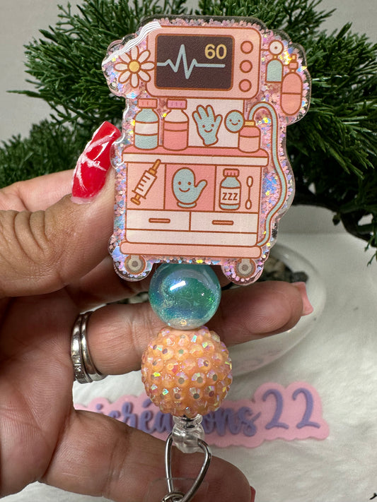 Kawaii Anesthesia Medical Machine Badge Reel