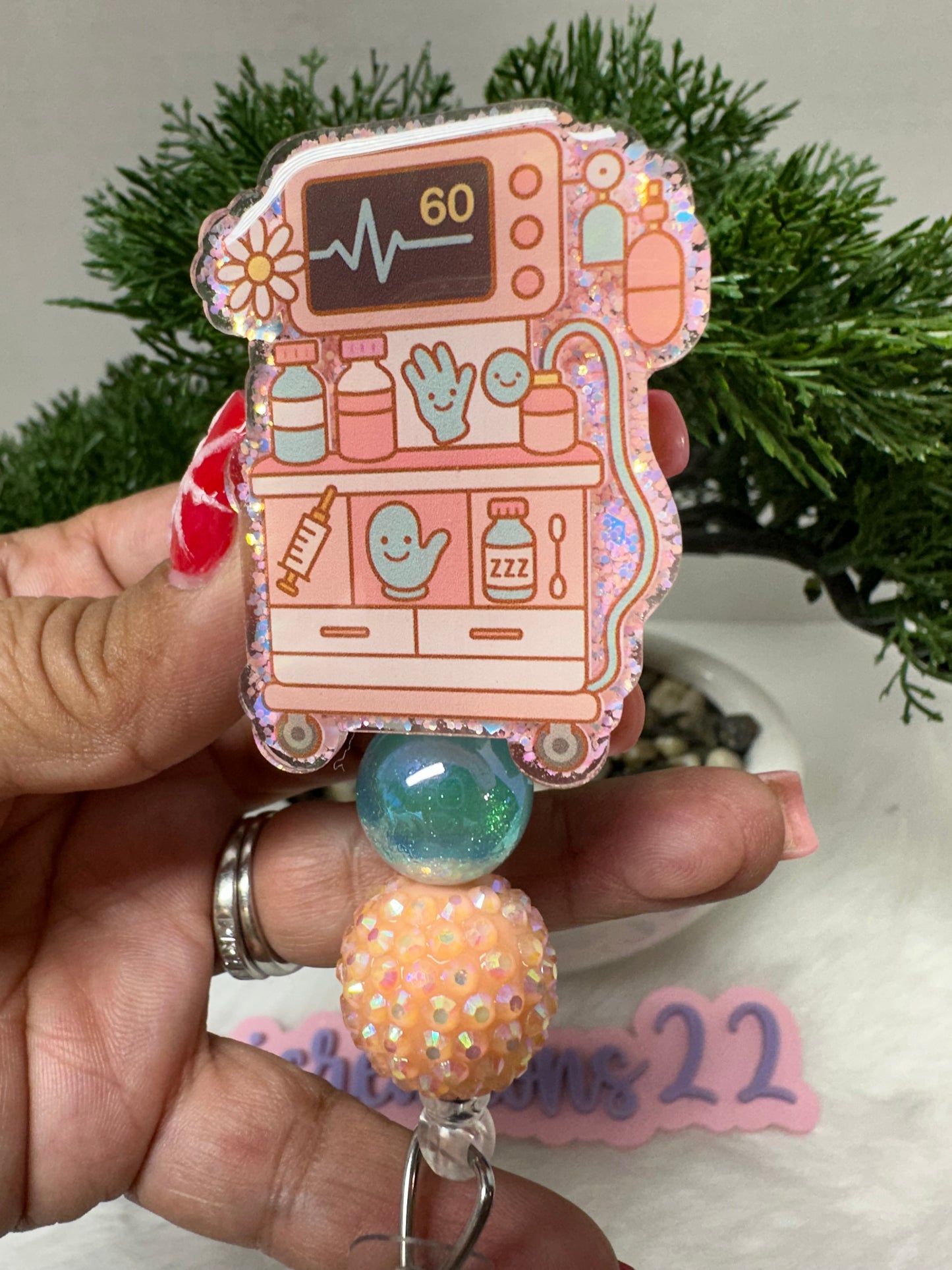 Kawaii Anesthesia Medical Machine Badge Reel