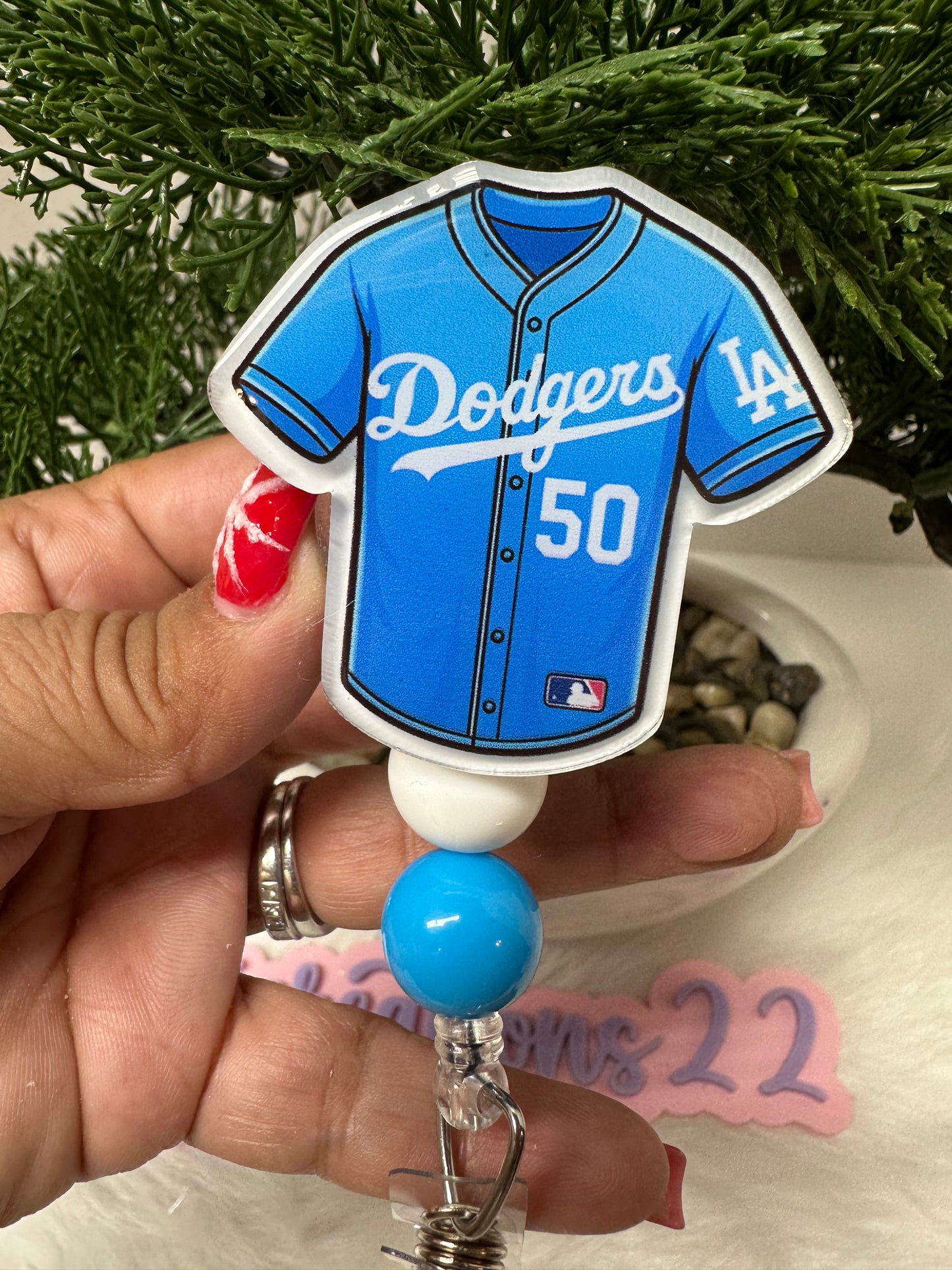 LA Blue #50 Jersey Badge Reel