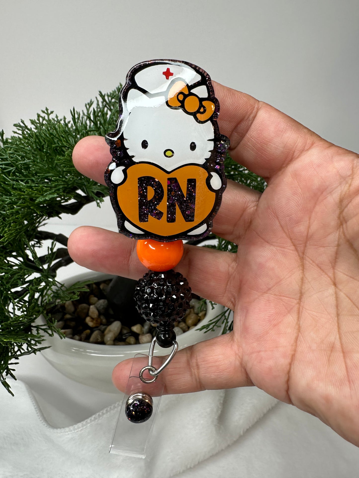 Halloween Kitty RN Badge Reel