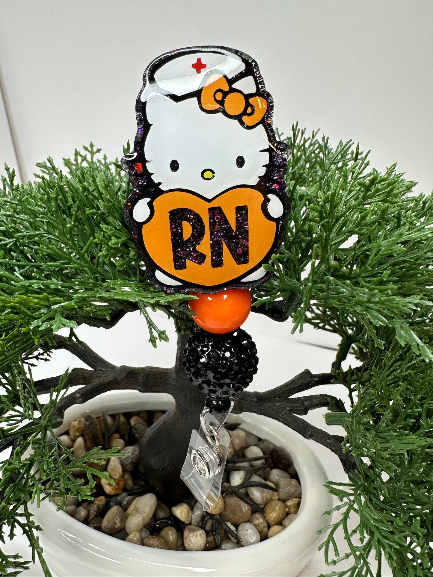 Halloween Kitty RN Badge Reel