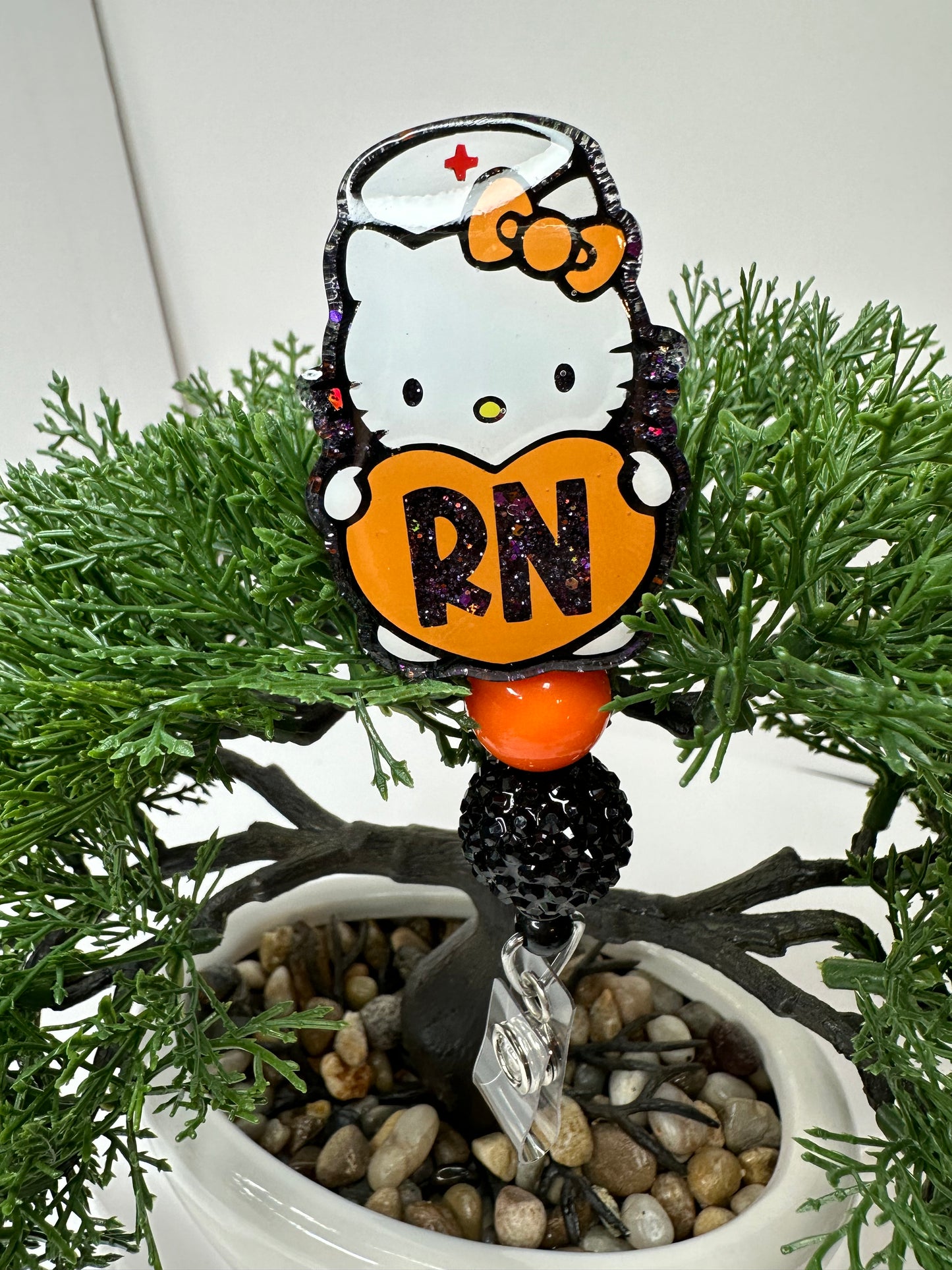 Halloween Kitty RN Badge Reel