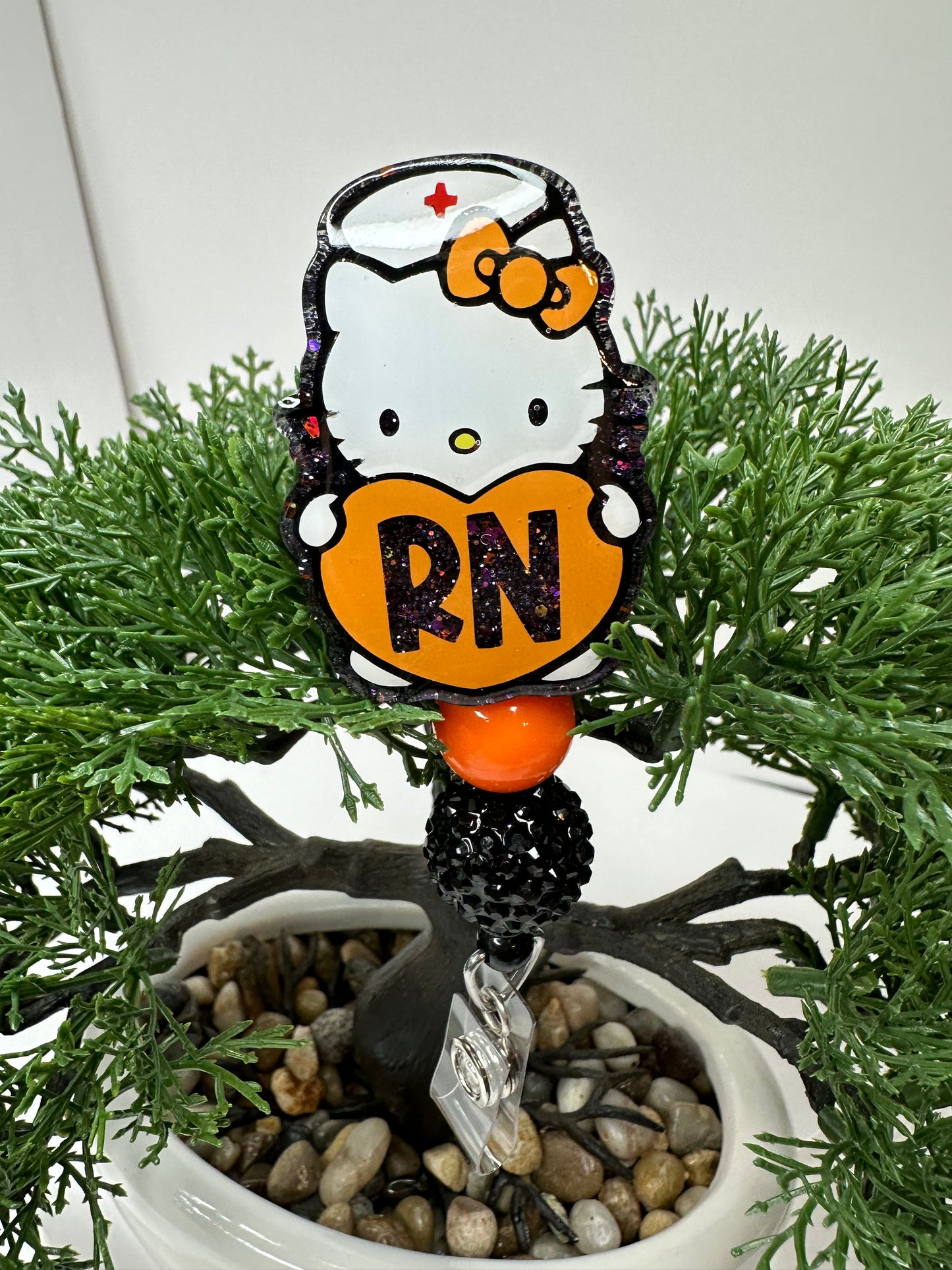 Halloween Kitty RN Badge Reel