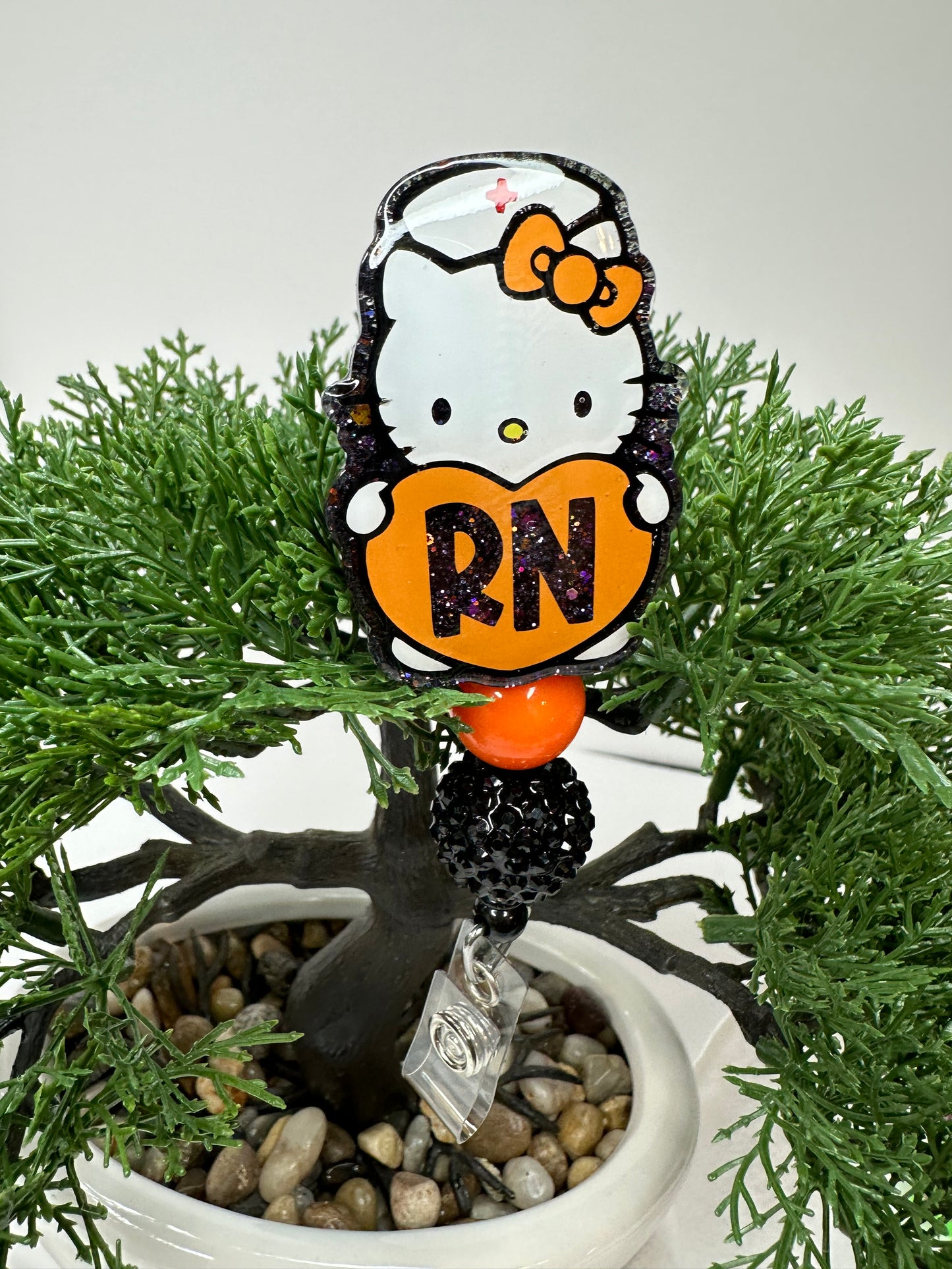 Halloween Kitty RN Badge Reel