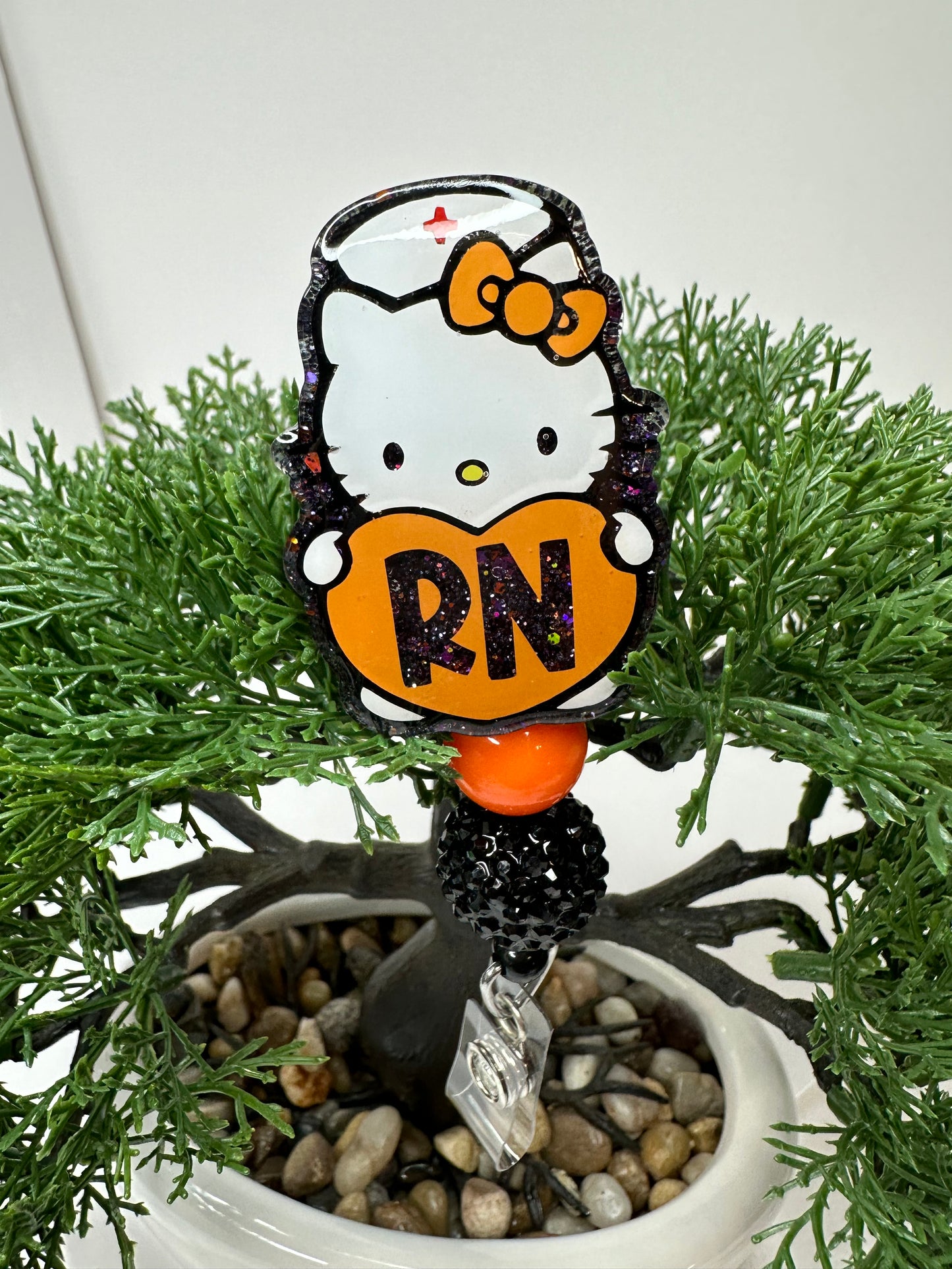 Halloween Kitty RN Badge Reel