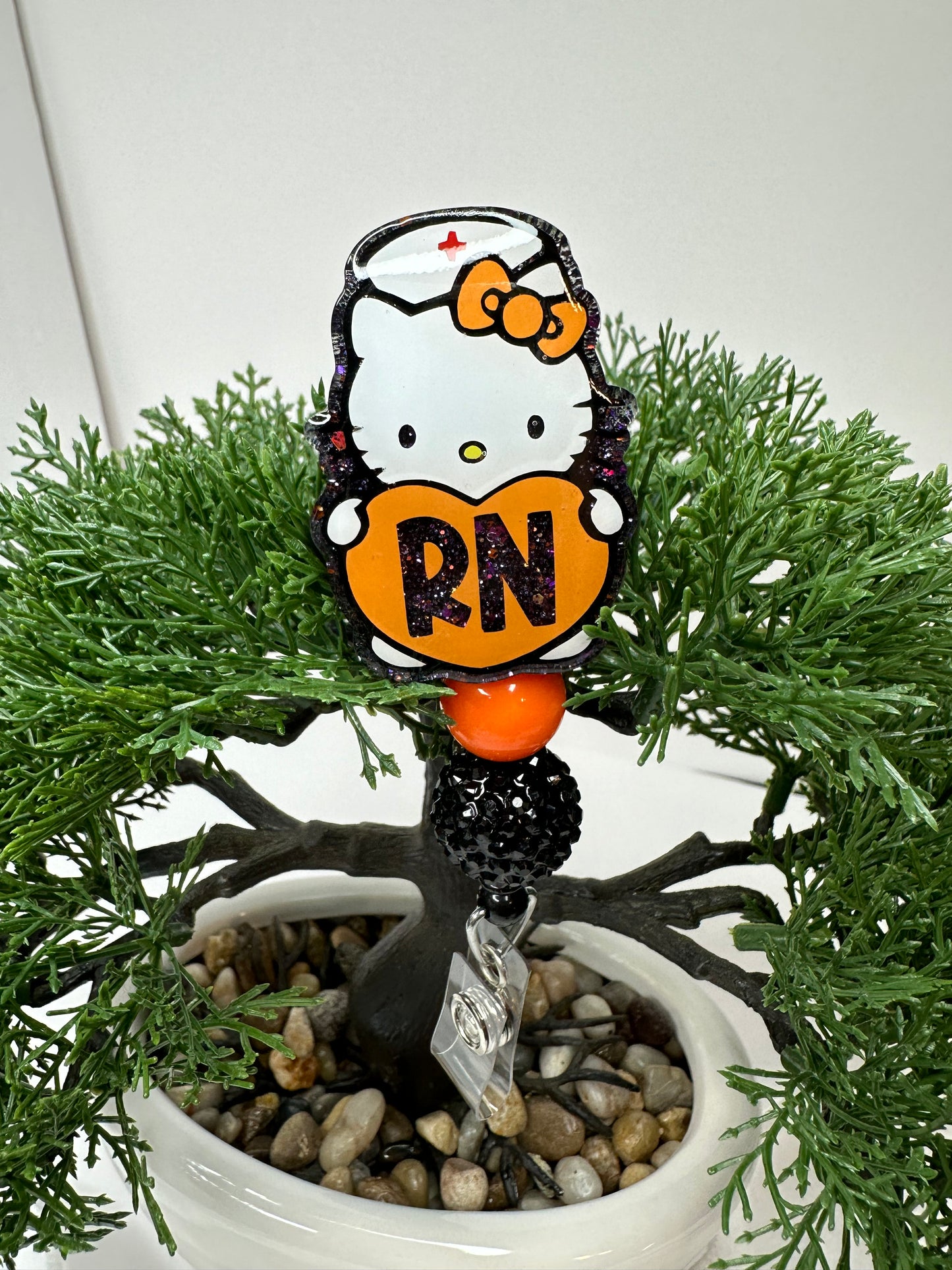 Halloween Kitty RN Badge Reel