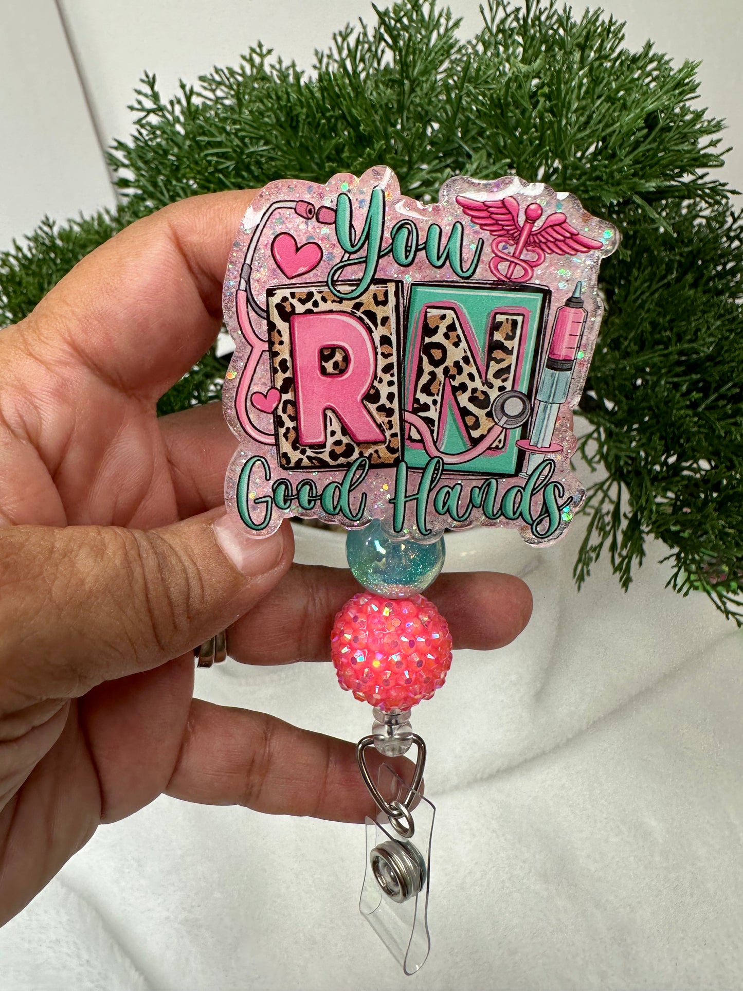 You RN Good Hands Badge Reel