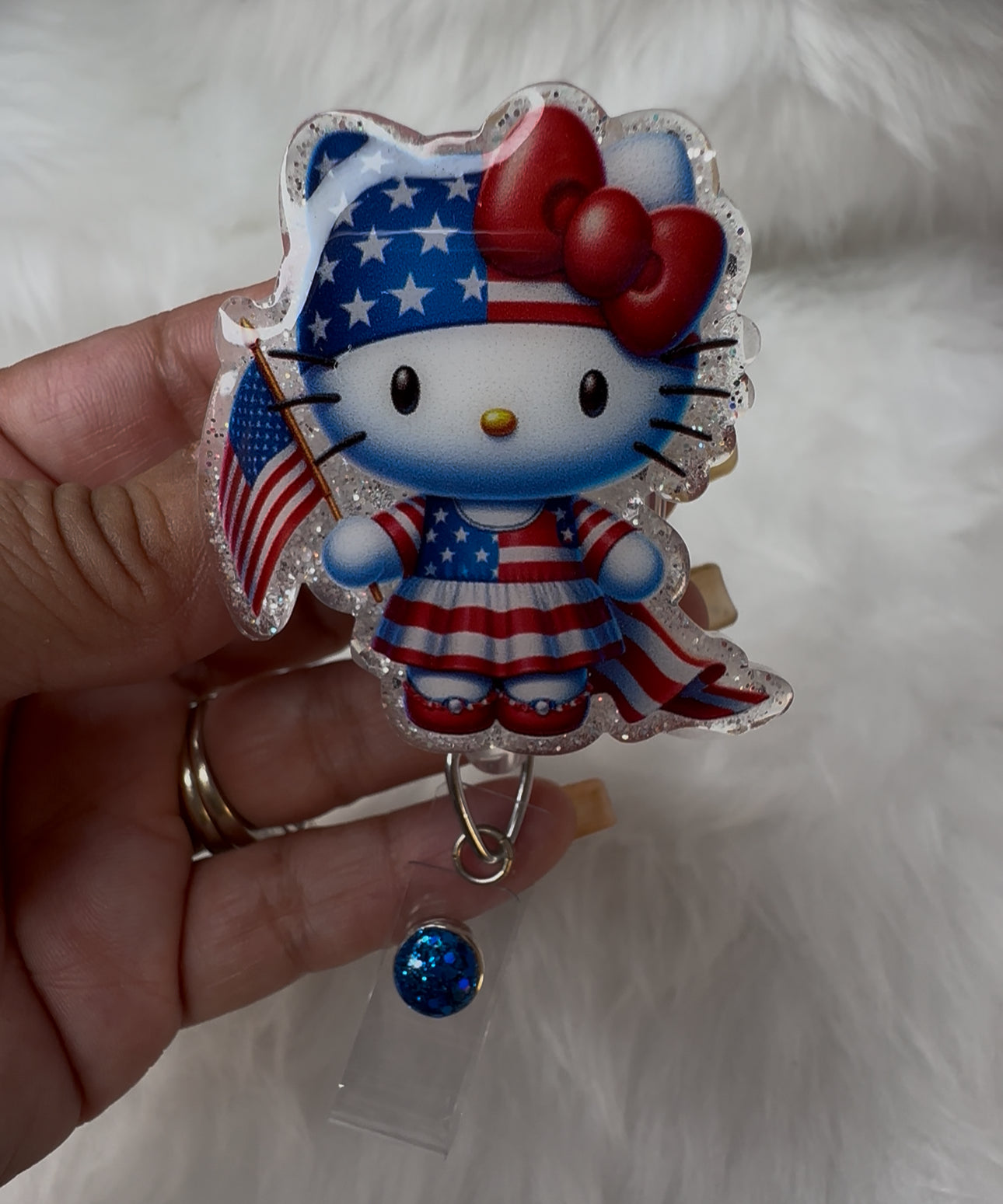 Kitty 4th of July Badge Reel