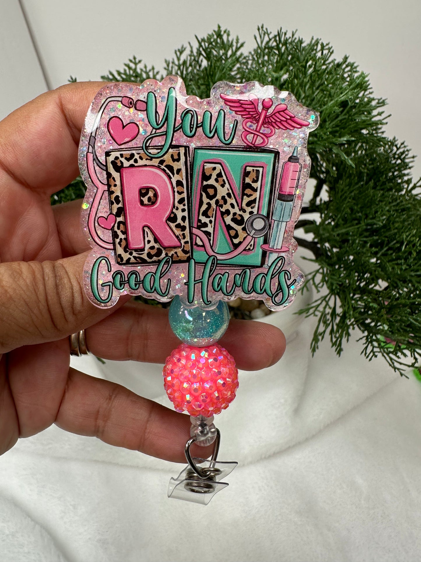 You RN Good Hands Badge Reel