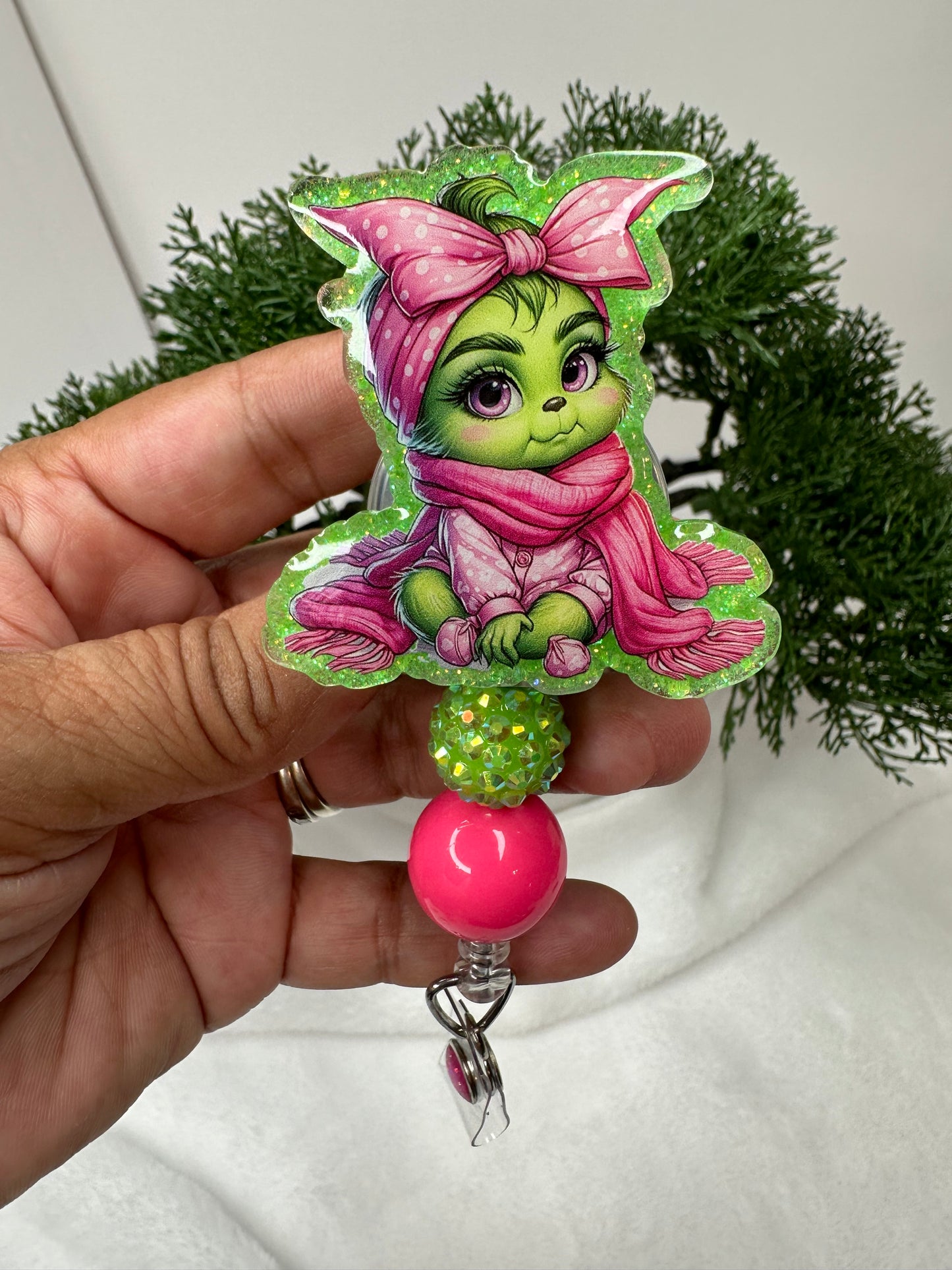 Pink Baby Boujee Cartoon Badge Reel