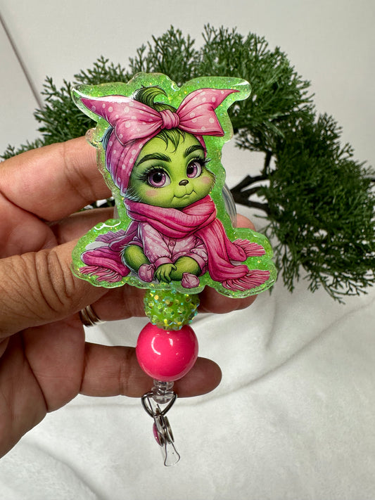 Pink Baby Boujee Cartoon Badge Reel