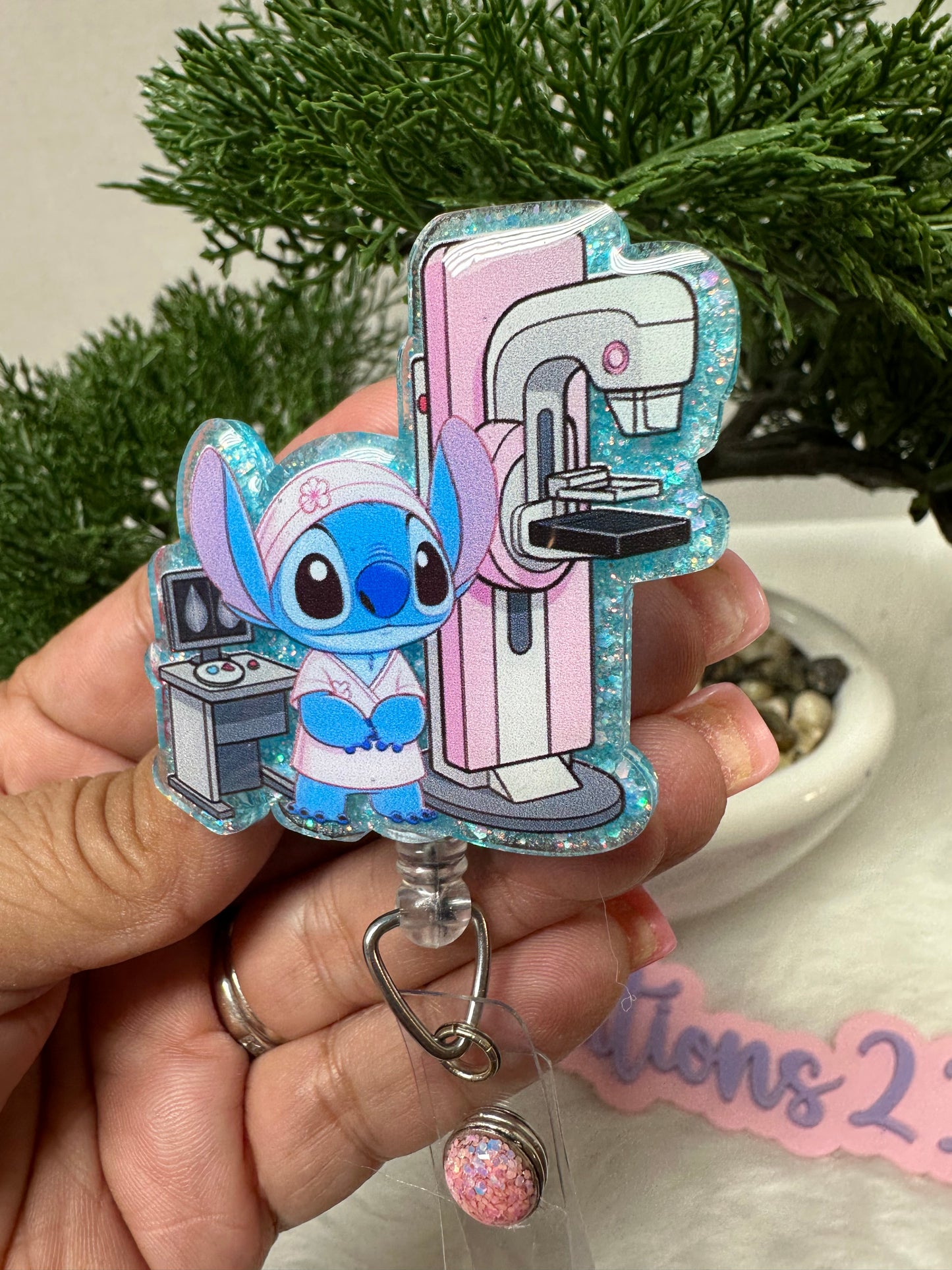 Blue Alien Mammogram Tech Badge Reel