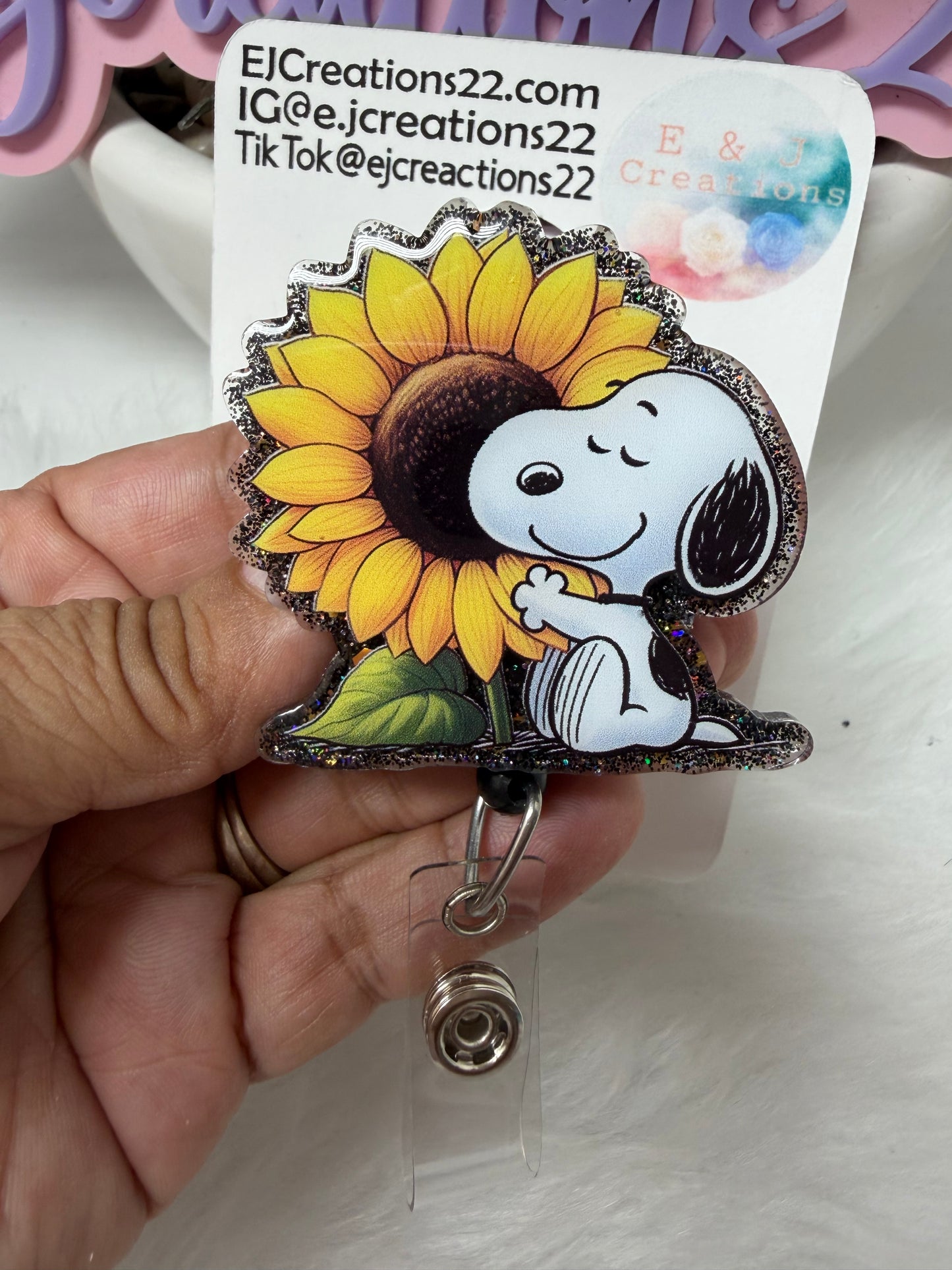 Sunflower Pup Badge Reel