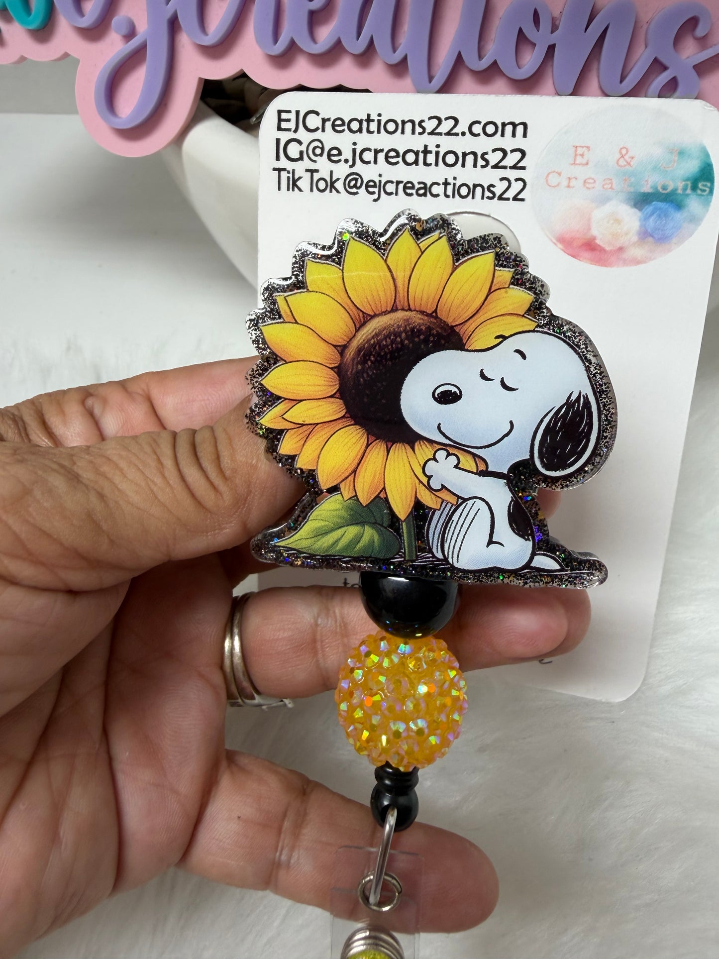 Sunflower Pup Badge Reel