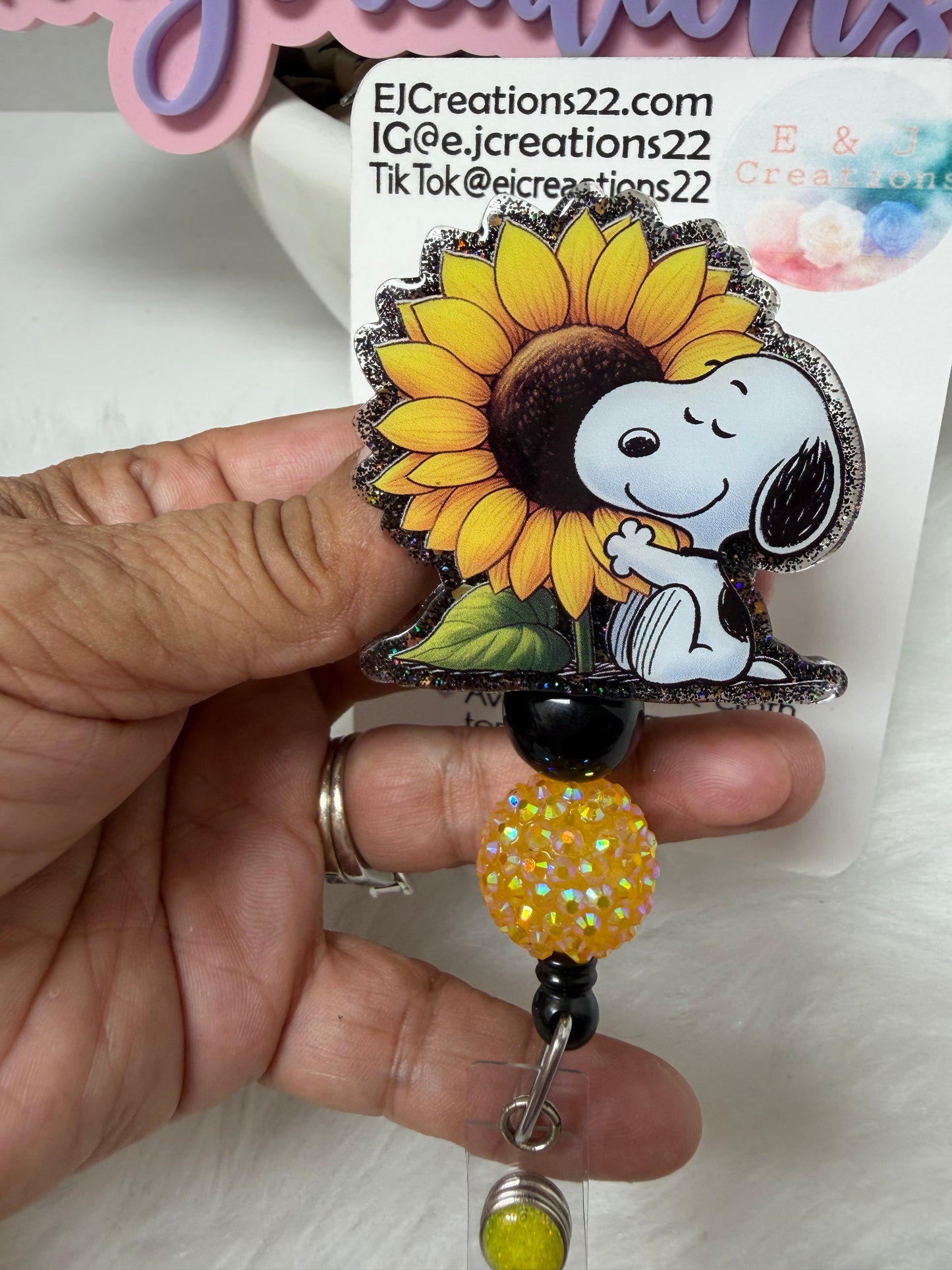 Sunflower Pup Badge Reel