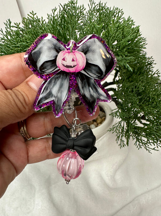 Halloween Pumpkin Coquette Badge Reel