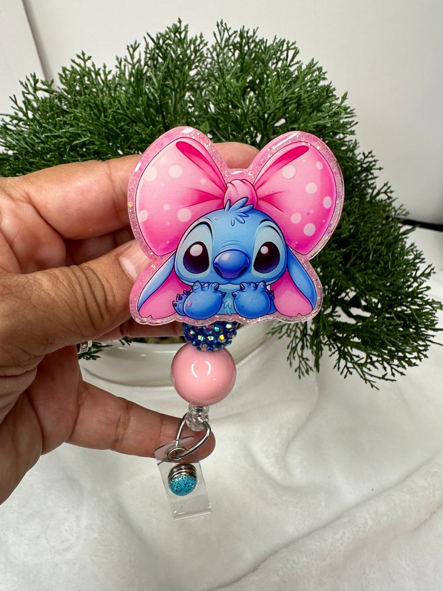 Blue Alien Coquette Badge Reel