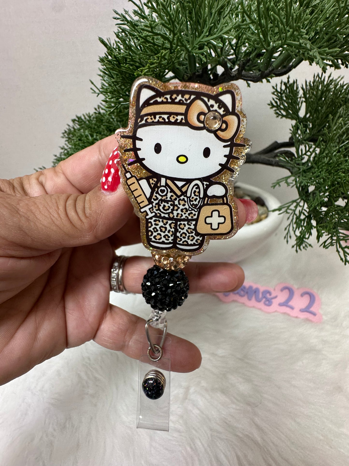 Kitty Leopard Nurse Badge Reel