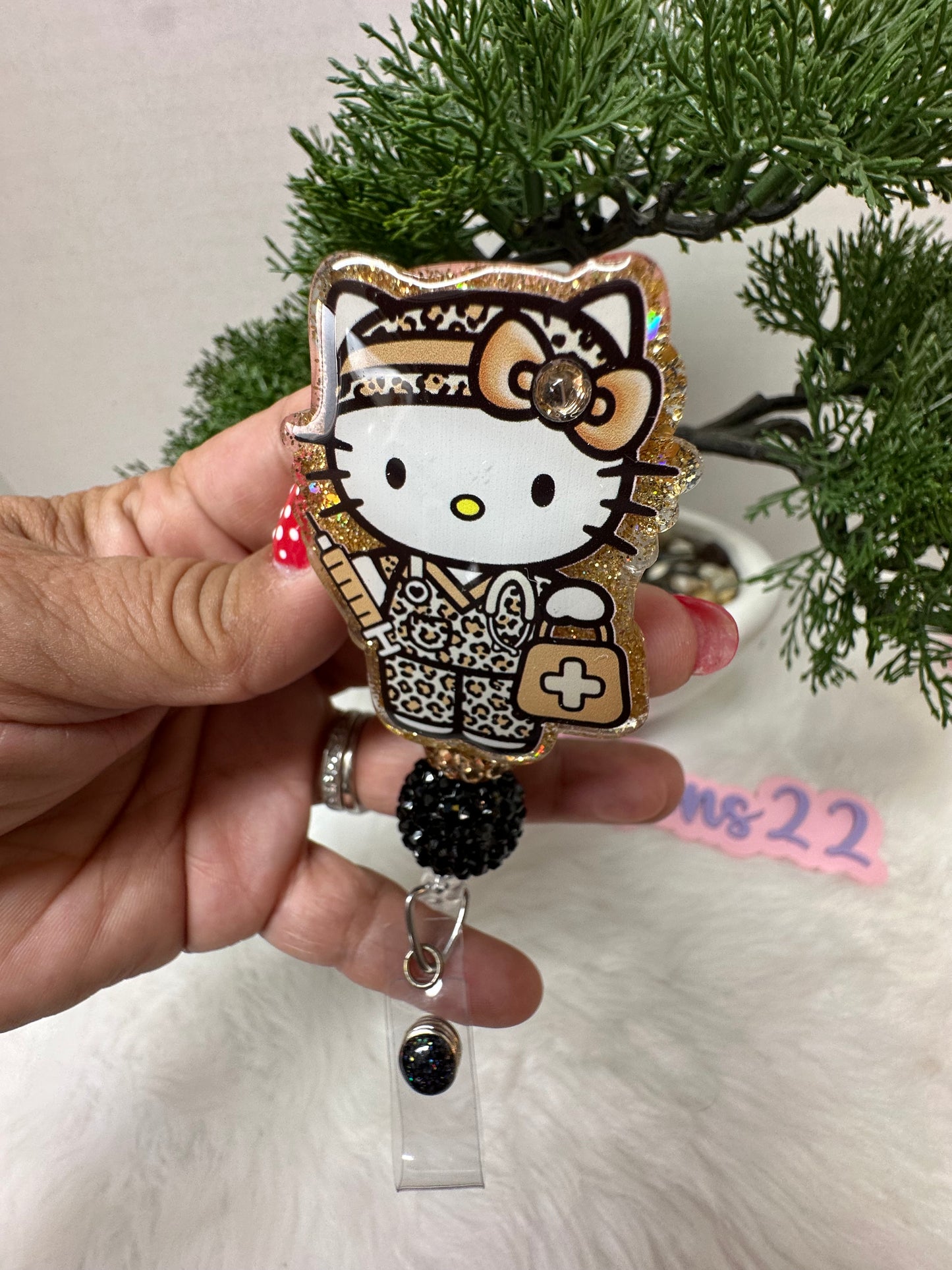 Kitty Leopard Nurse Badge Reel