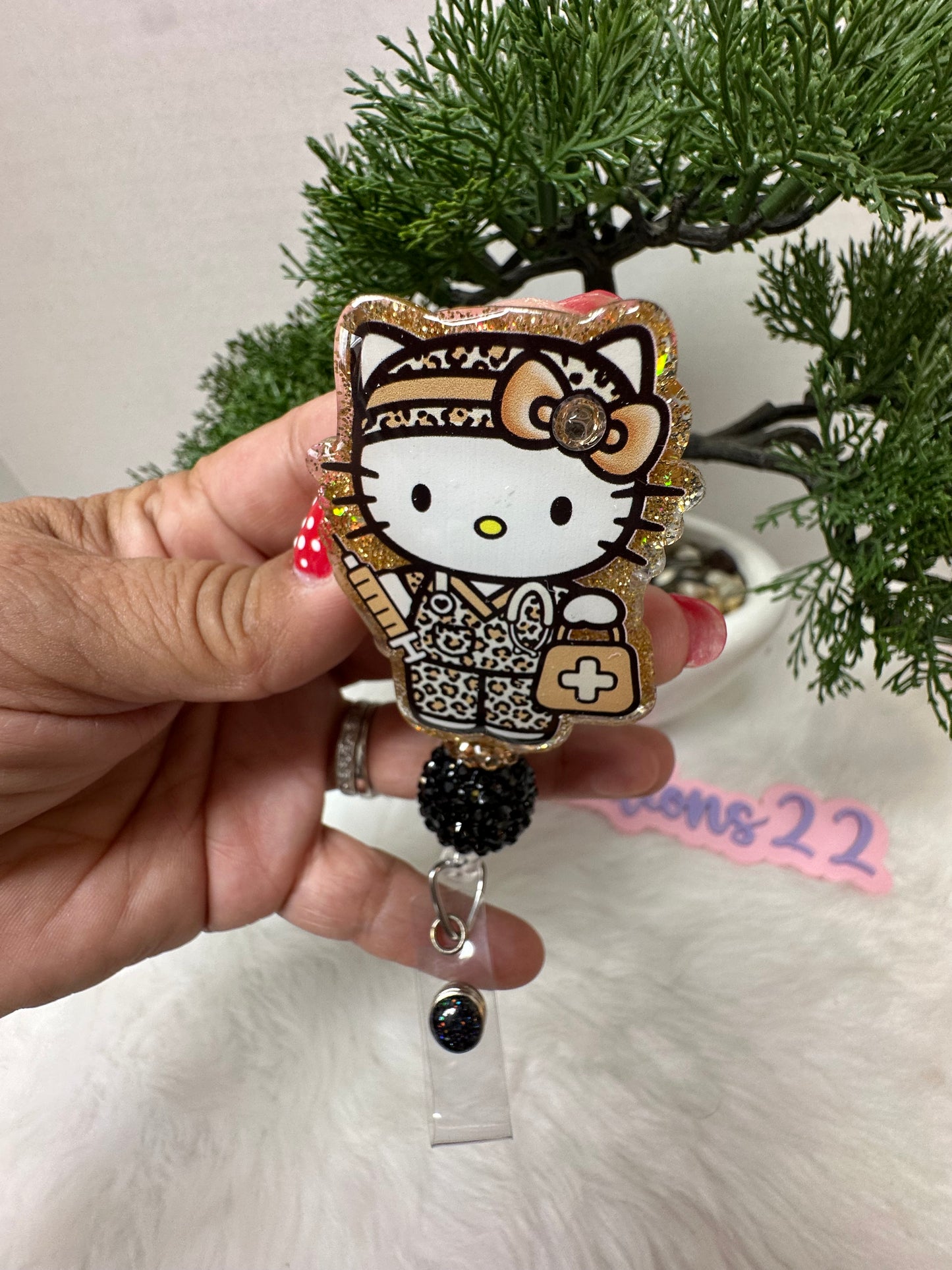 Kitty Leopard Nurse Badge Reel