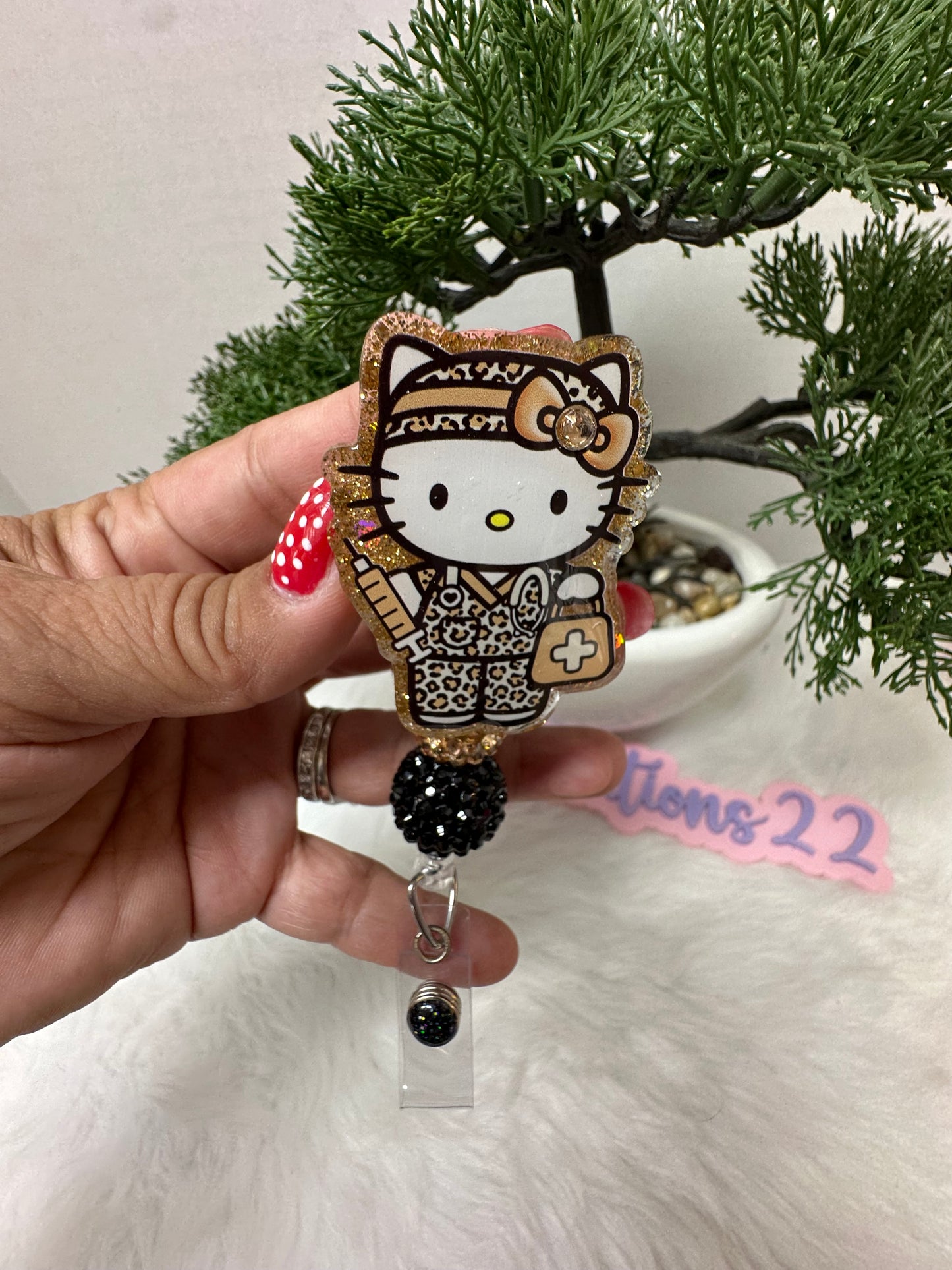 Kitty Leopard Nurse Badge Reel