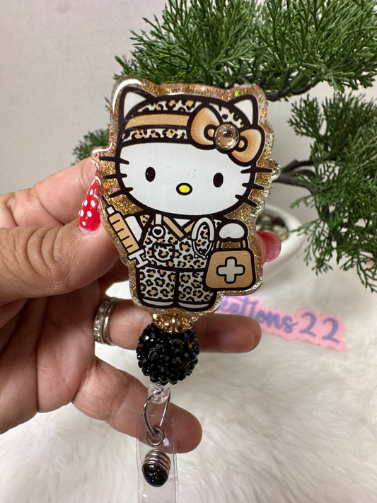 Kitty Leopard Nurse Badge Reel