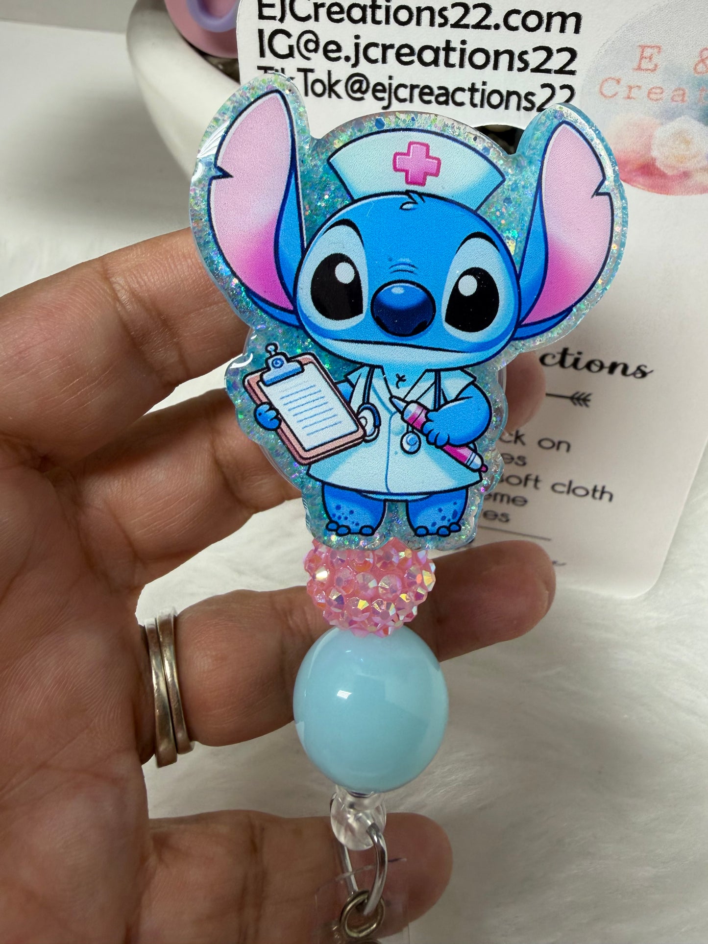 Blue Alien Nurse Badge Reel
