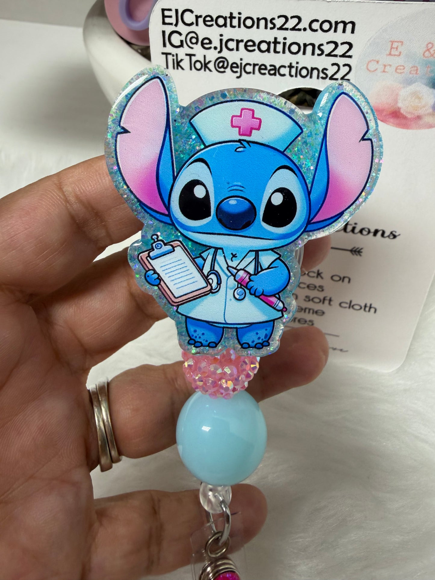 Blue Alien Nurse Badge Reel