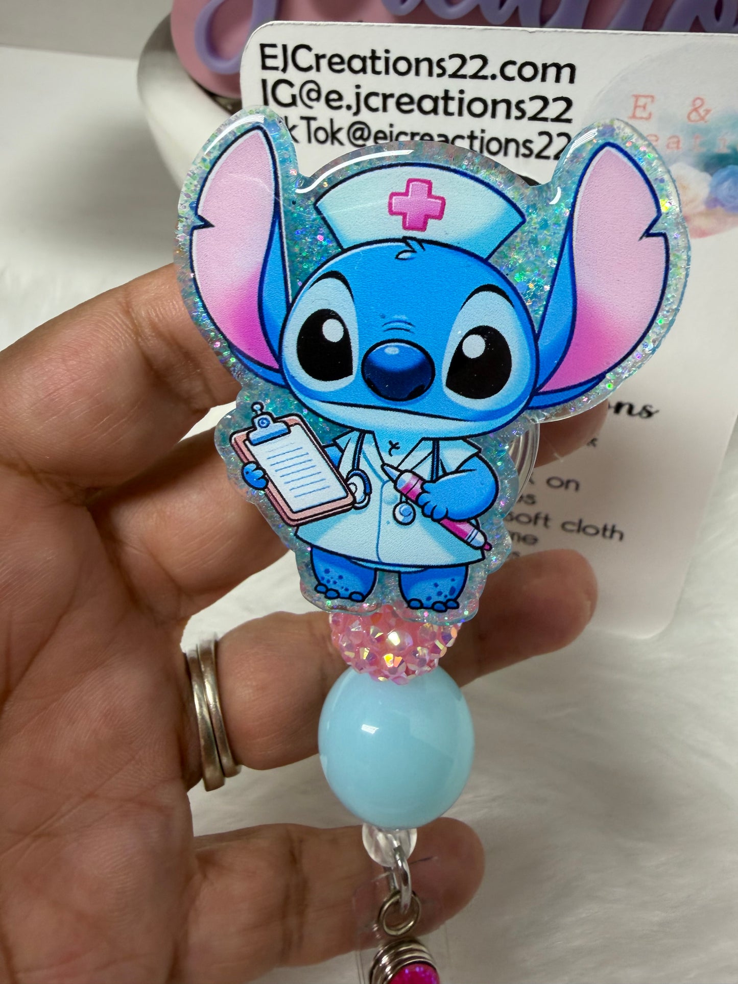 Blue Alien Nurse Badge Reel