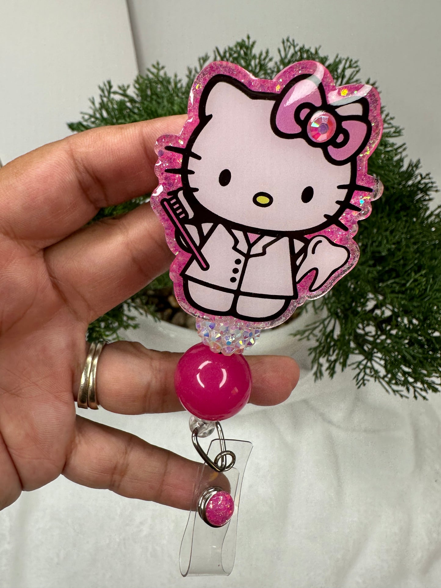 Pink Kitty Dental Hygienist Badge Reel