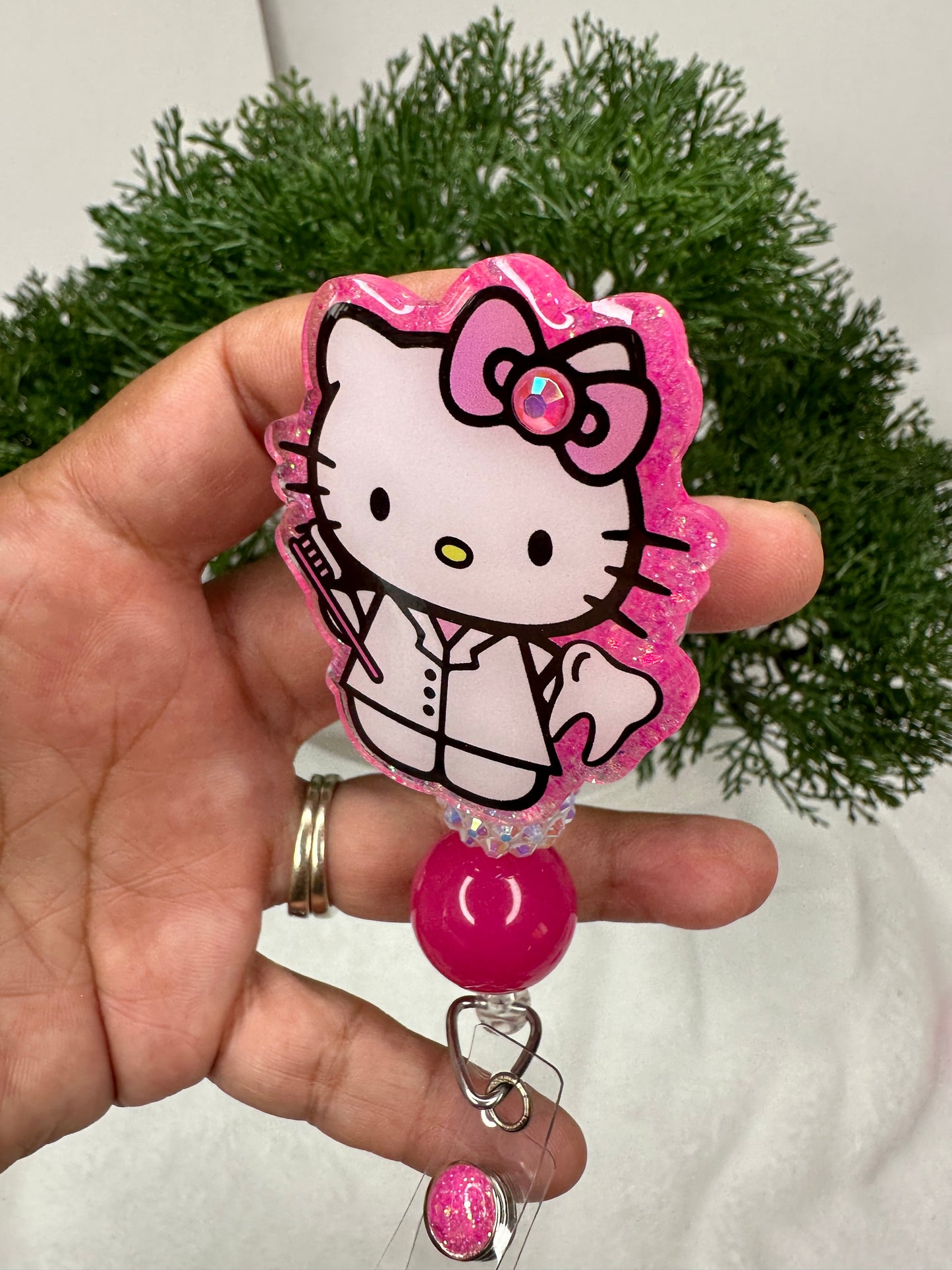 Pink Kitty Dental Hygienist Badge Reel