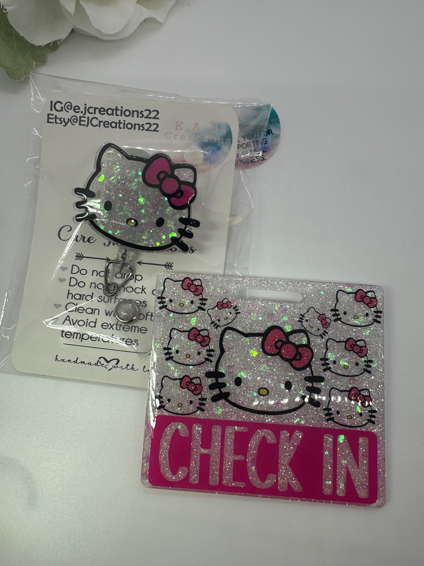 Pink Kitty Badge Buddy Set