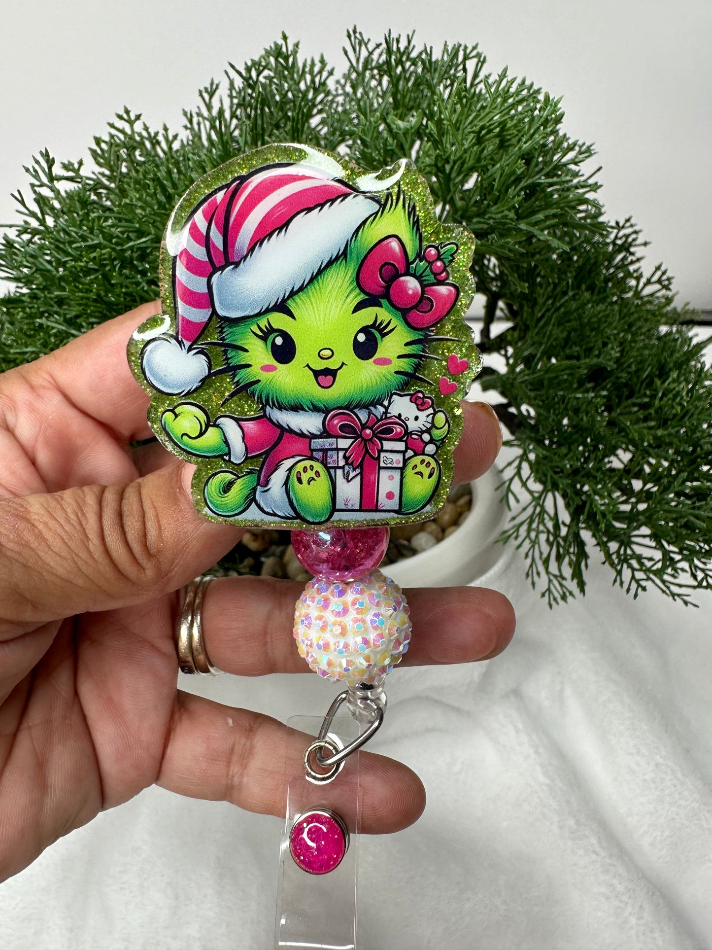 Kitty Grinch Badge Reel