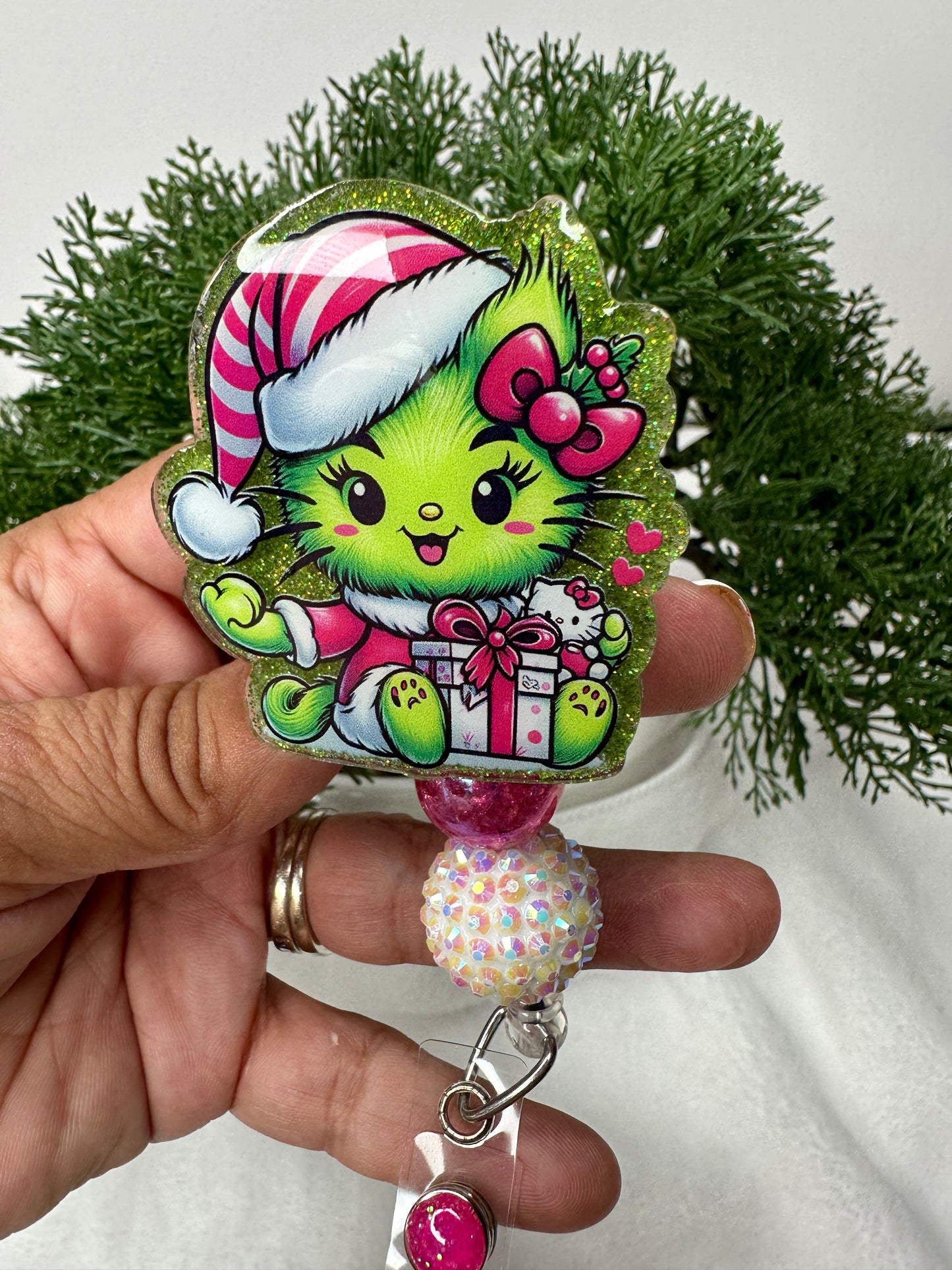 Kitty Grinch Badge Reel