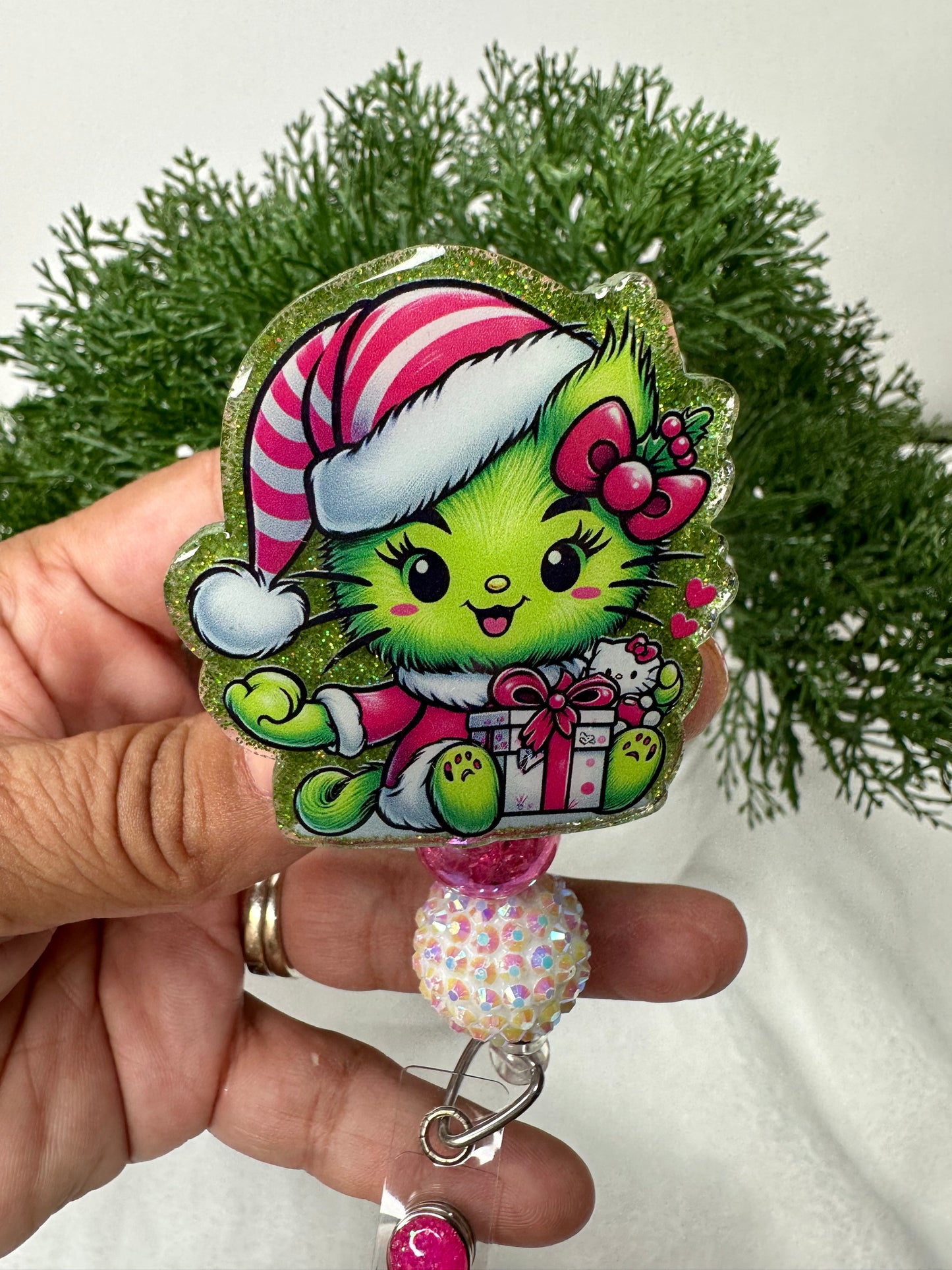 Kitty Grinch Badge Reel