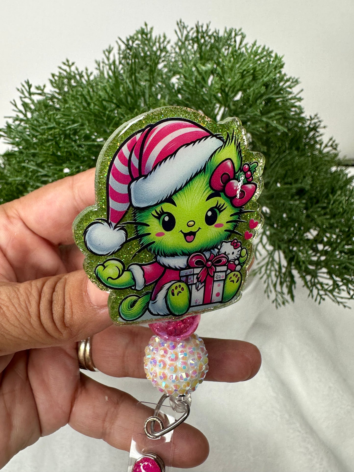 Kitty Grinch Badge Reel